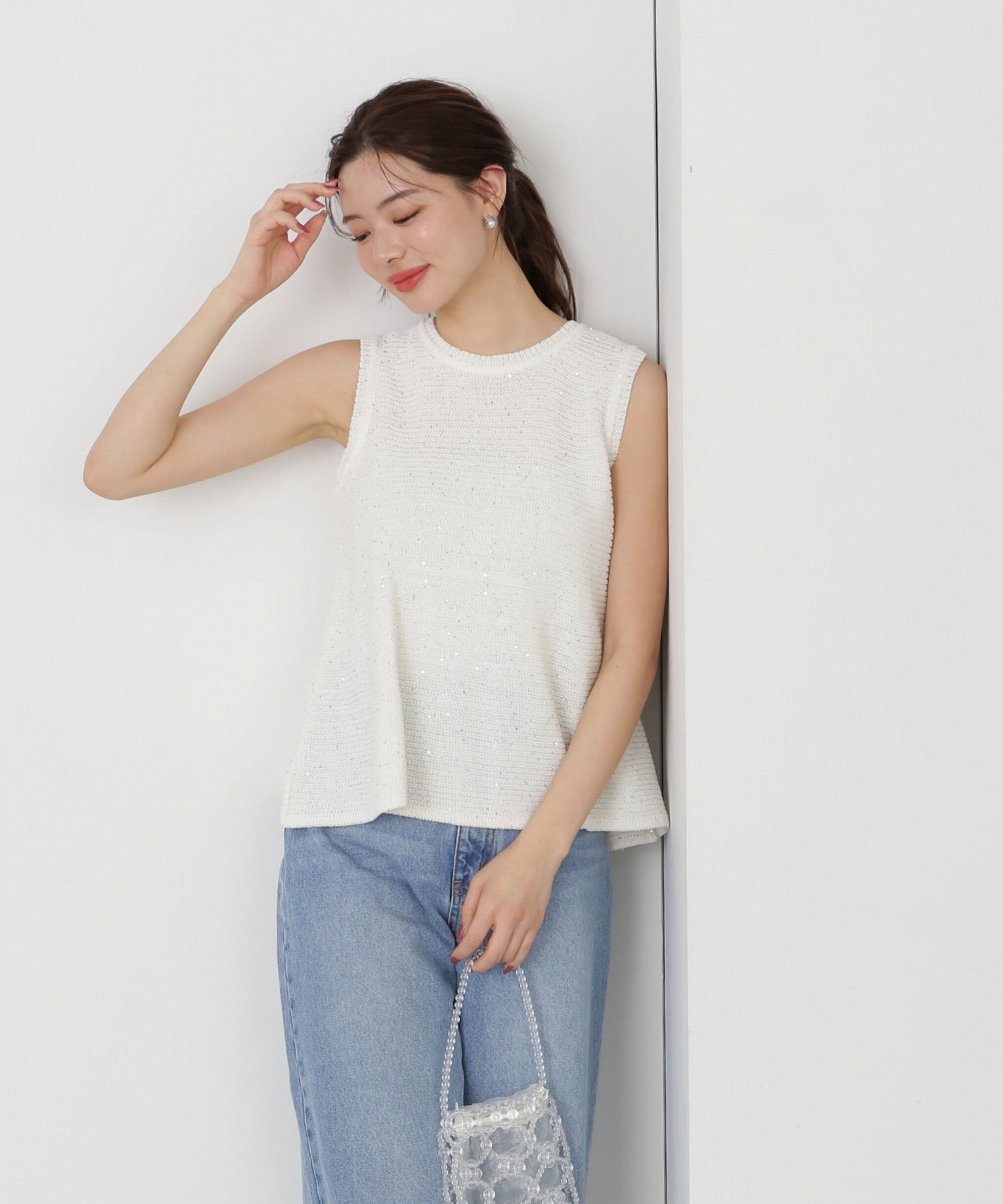 PROPORTION BODY DRESSING「スパンコールノースリニット」|ニット・セーター|