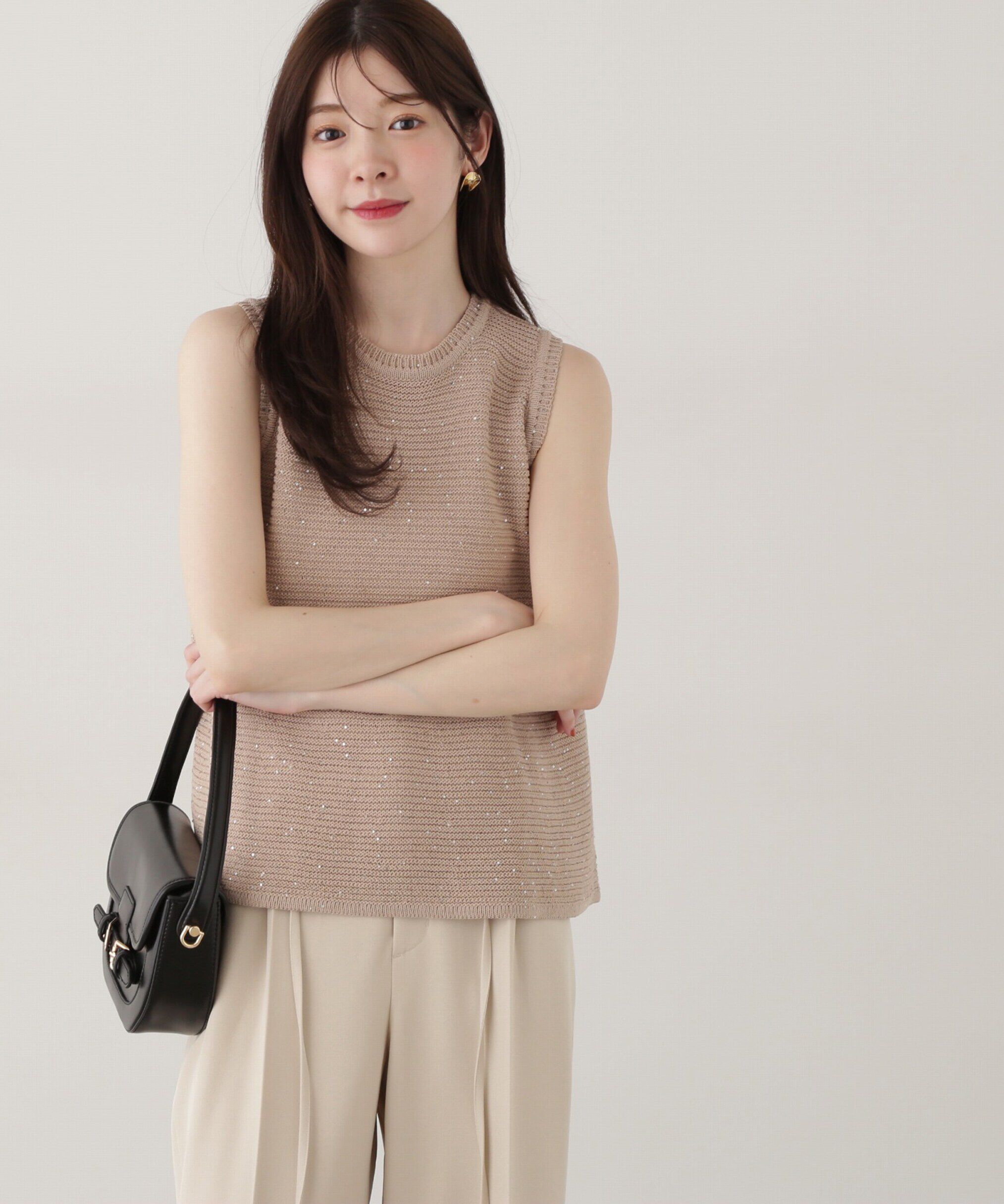 PROPORTION BODY DRESSING「スパンコールノースリニット」|ニット・セーター|