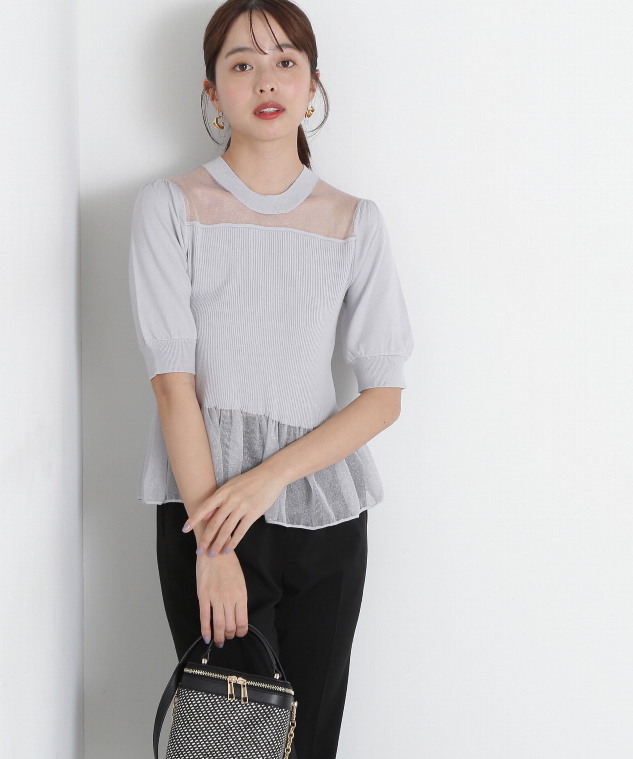 PROPORTION BODY DRESSING「シアー切り替えペプラムニット」|ニット・セーター|