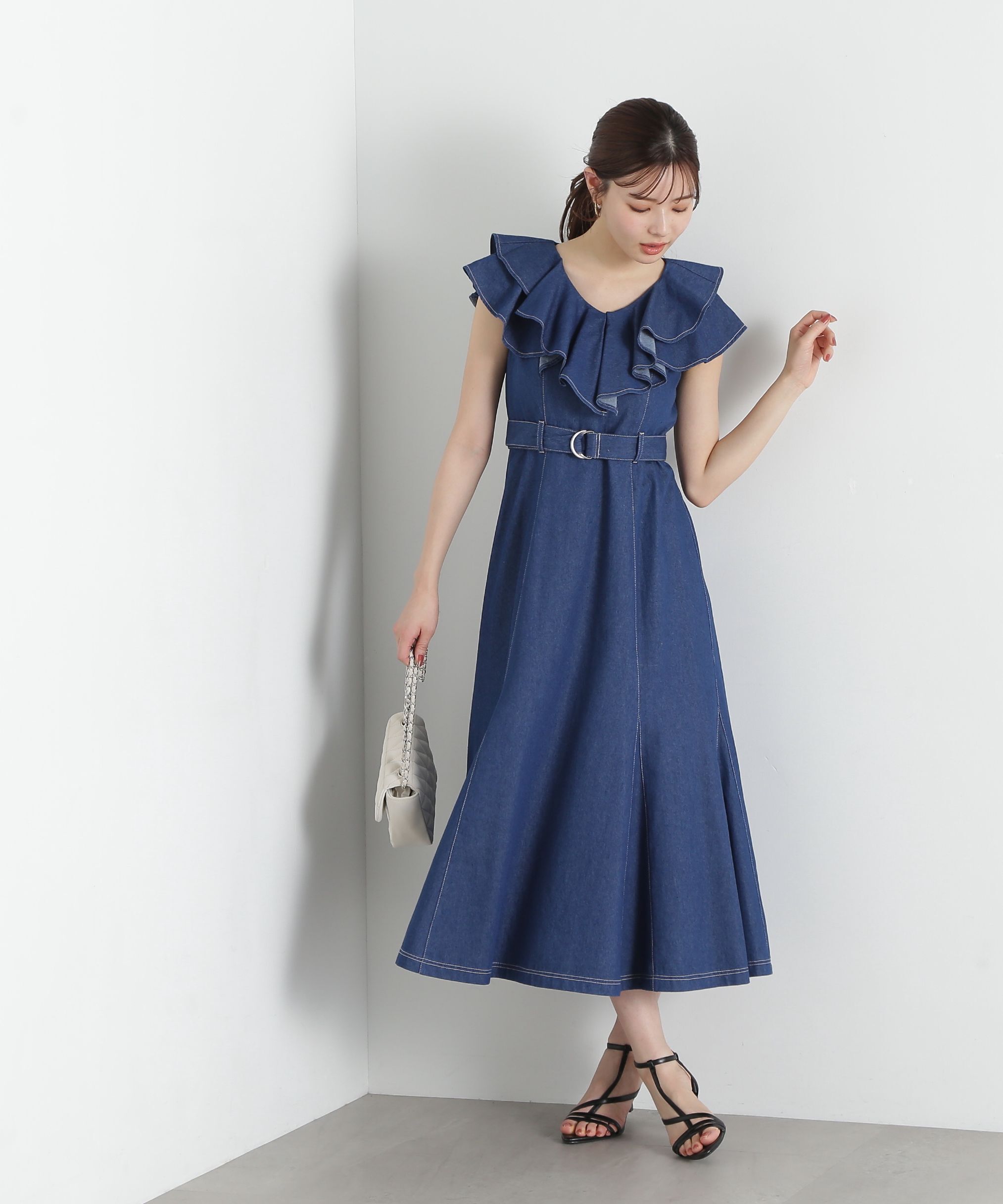 PROPORTION BODY DRESSING「《EDIT COLOGNE》フリルデニムワンピース」|ワンピース|