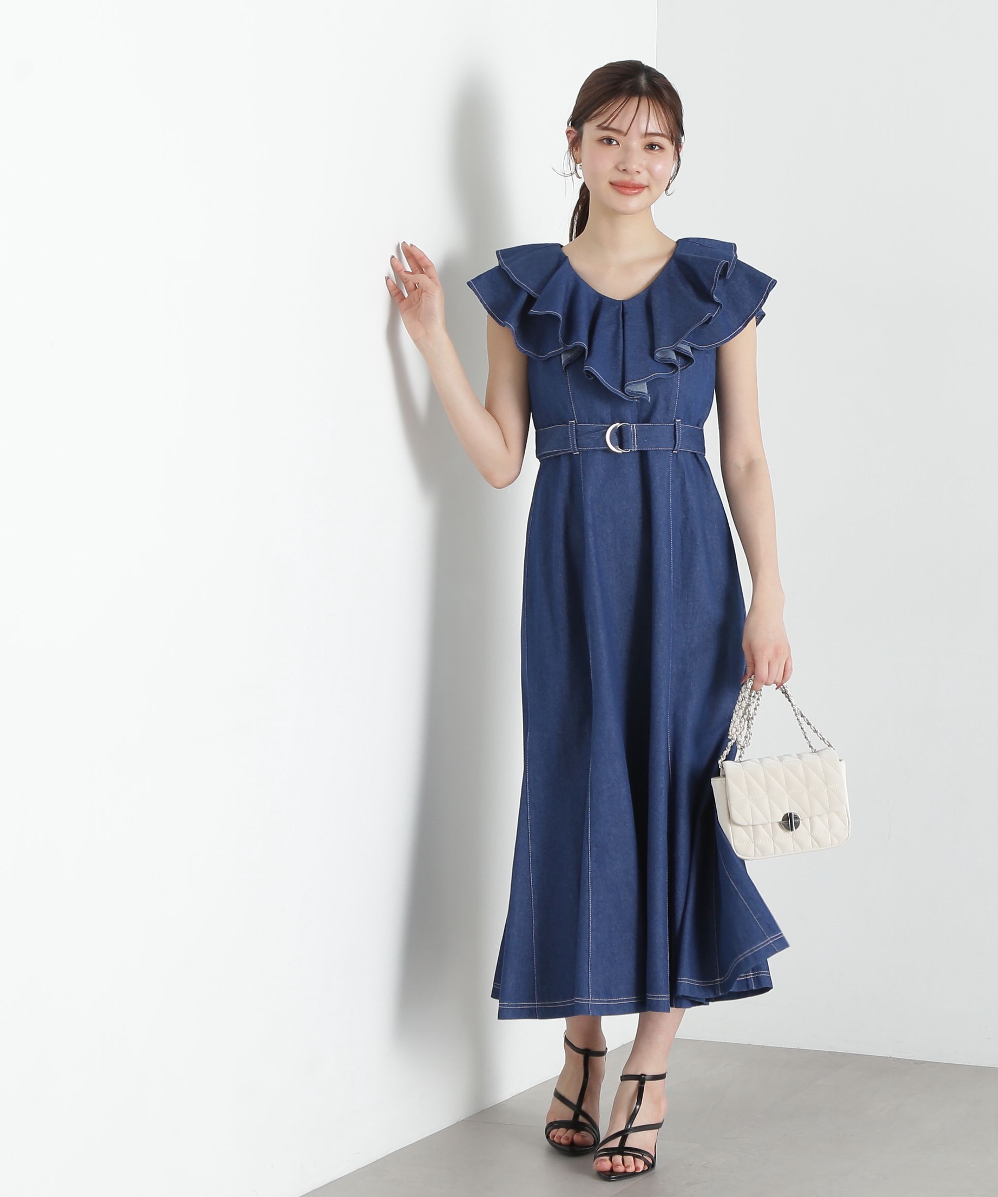 PROPORTION BODY DRESSING「《EDIT COLOGNE》フリルデニムワンピース」|ワンピース|