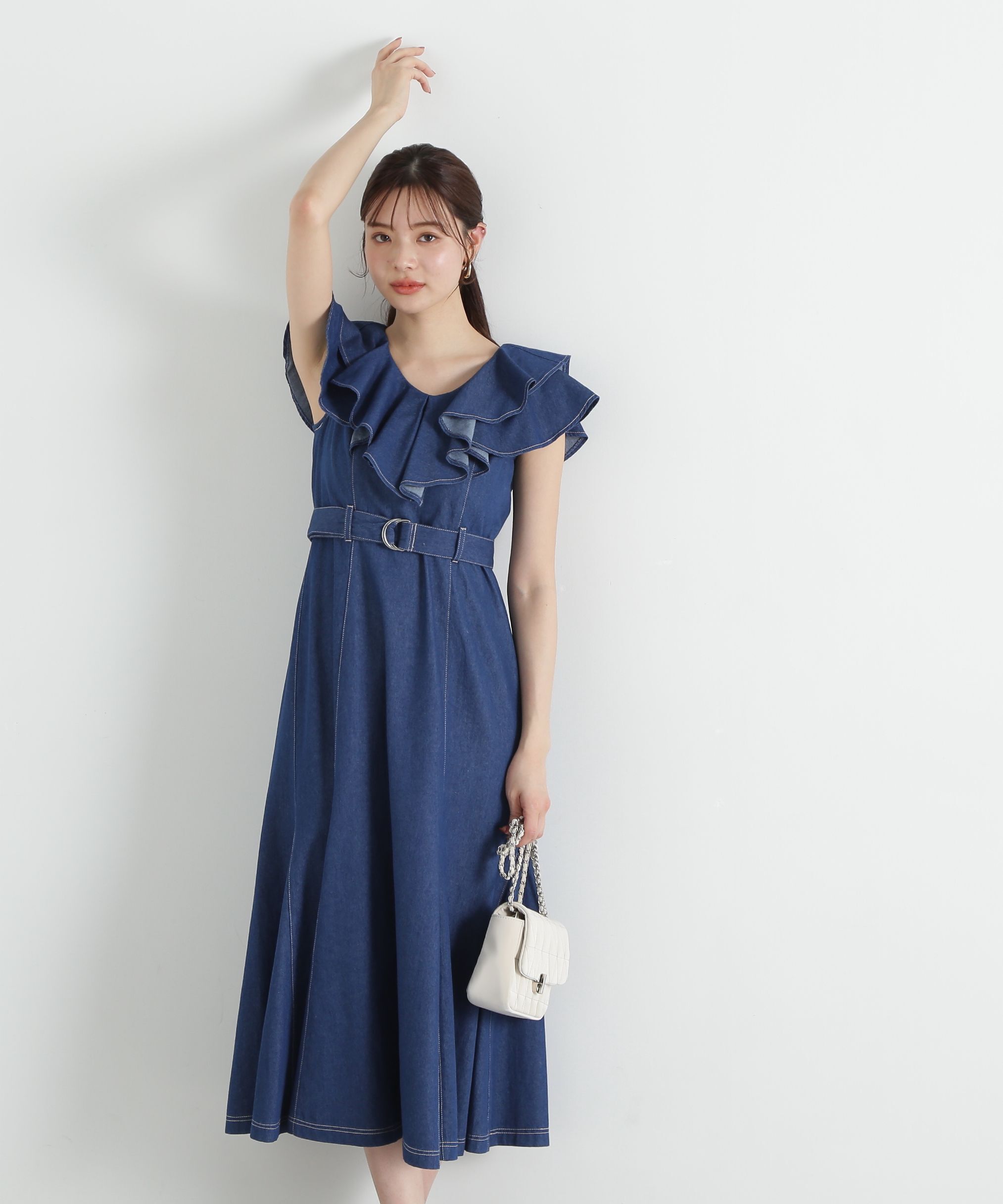 PROPORTION BODY DRESSING「《EDIT COLOGNE》フリルデニムワンピース」|ワンピース|