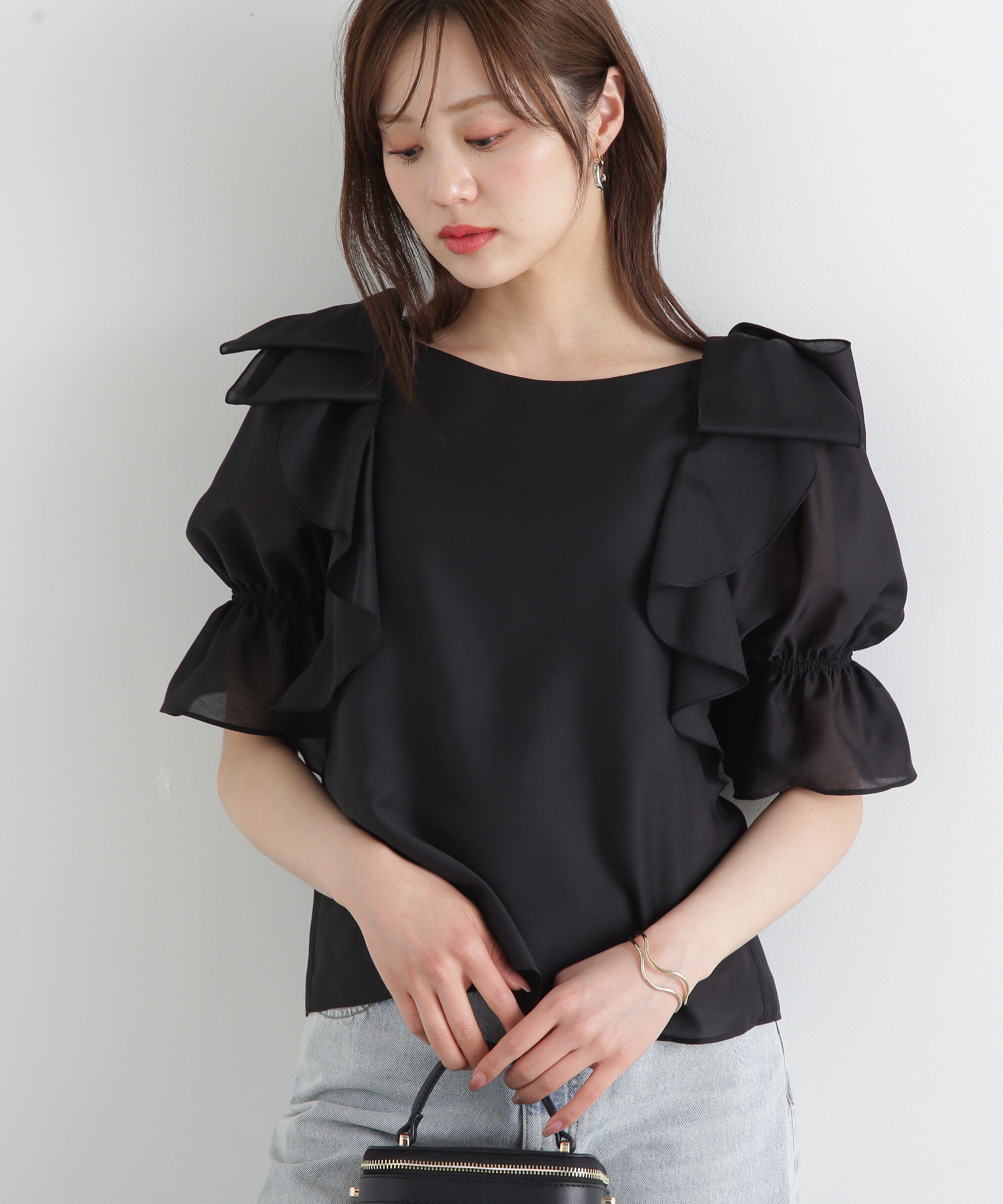 PROPORTION BODY DRESSING「リボンラッフルブラウス5分袖」|シャツ・ブラウス|