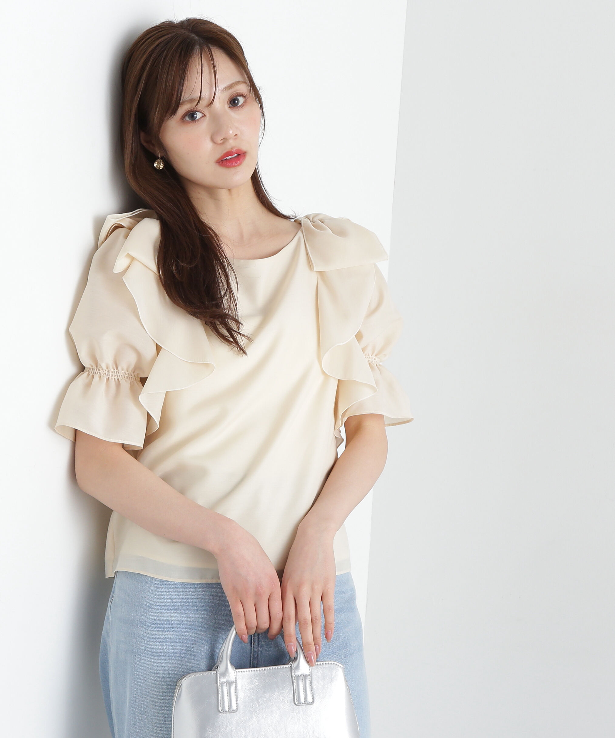 PROPORTION BODY DRESSING「リボンラッフルブラウス5分袖」|シャツ・ブラウス|イエロー