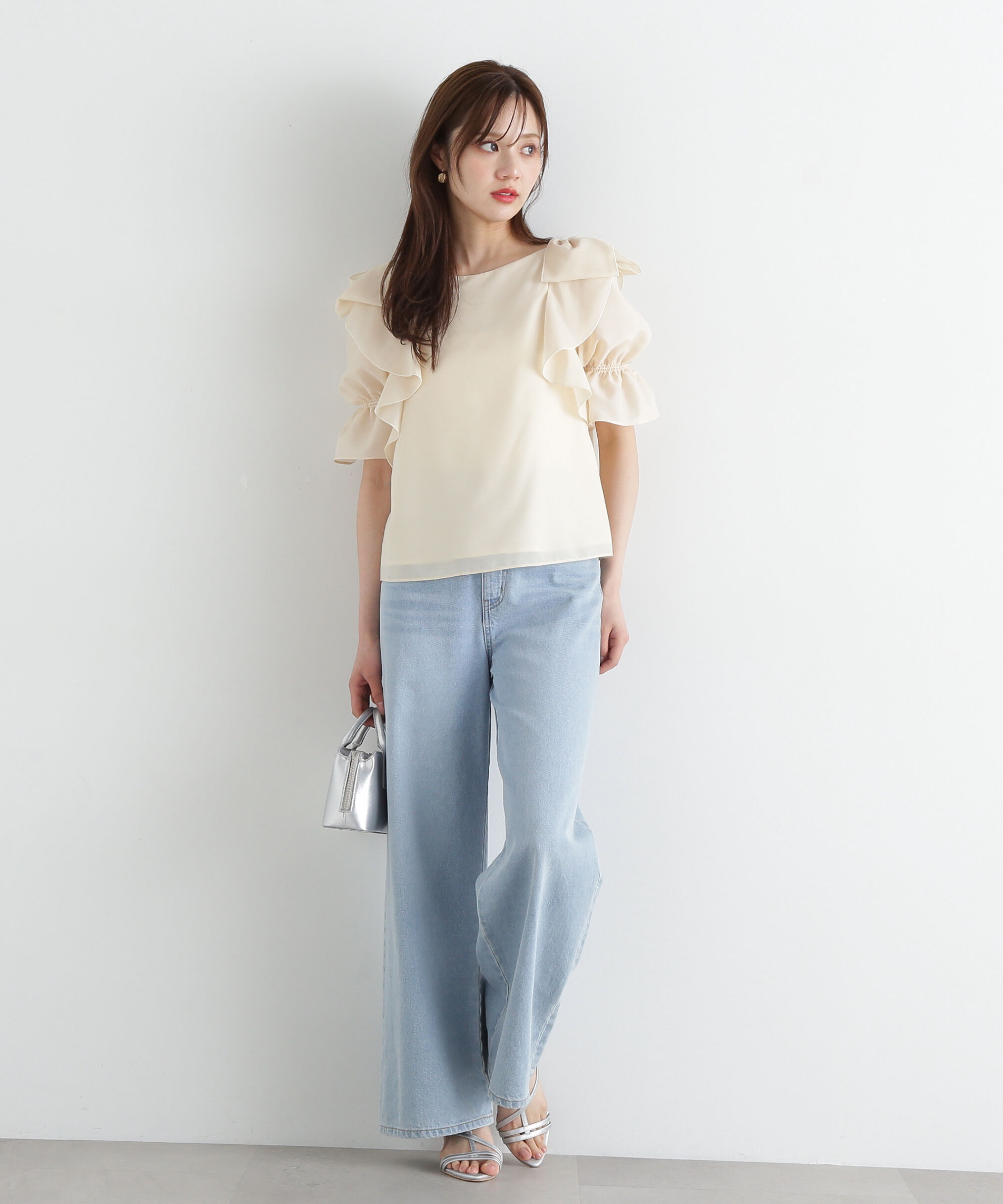 PROPORTION BODY DRESSING「リボンラッフルブラウス5分袖」|シャツ・ブラウス|