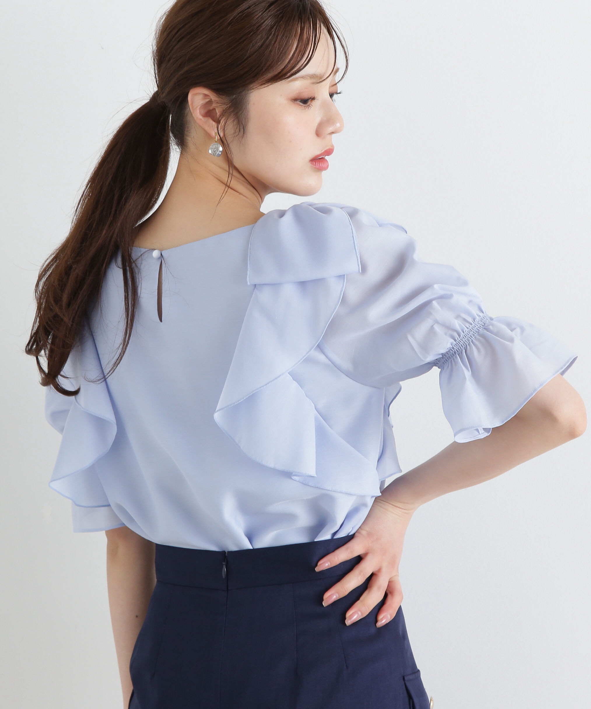PROPORTION BODY DRESSING「リボンラッフルブラウス5分袖」|シャツ・ブラウス|