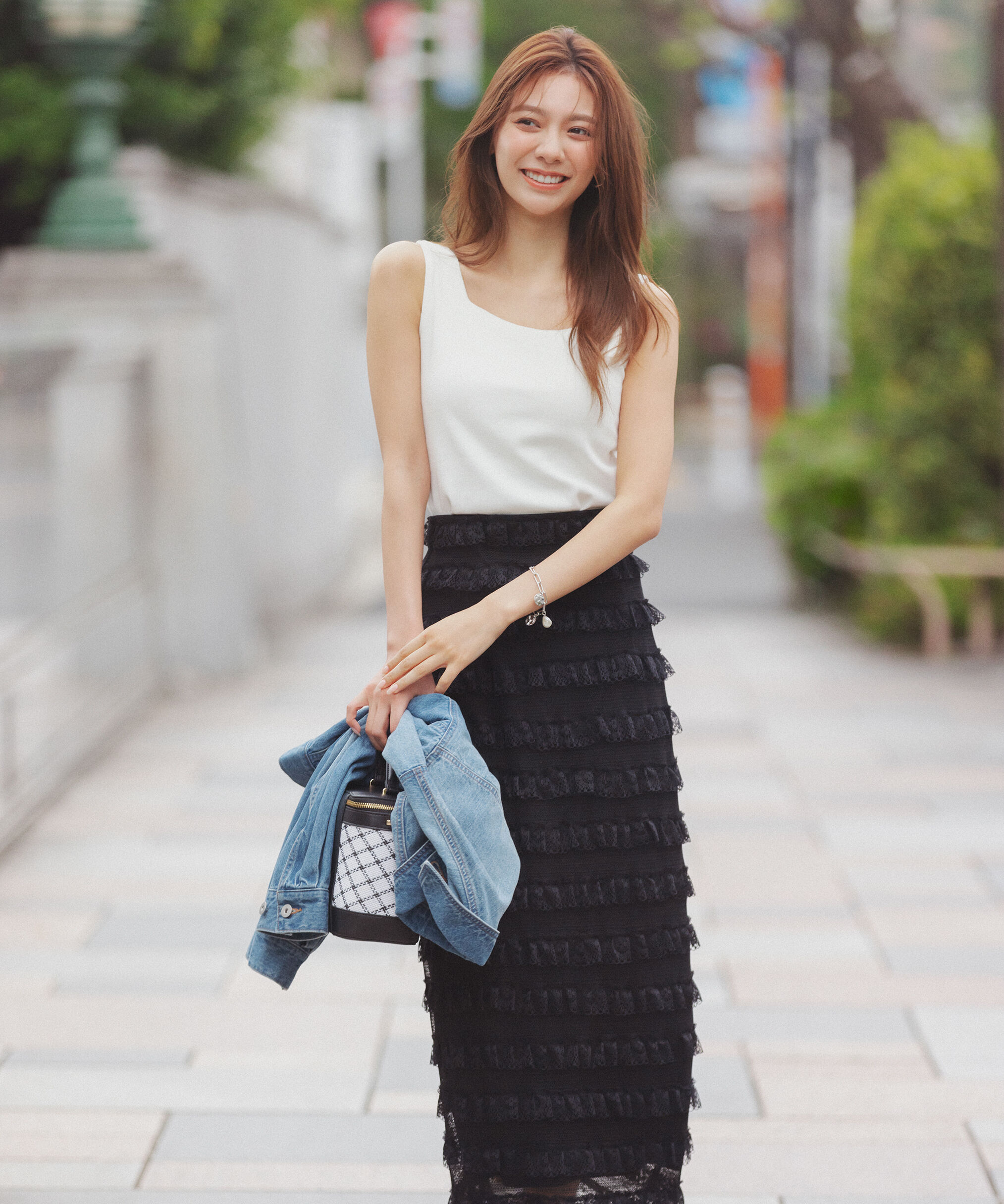 PROPORTION BODY DRESSING「レースフリルタイトスカート」|スカート|ブラック