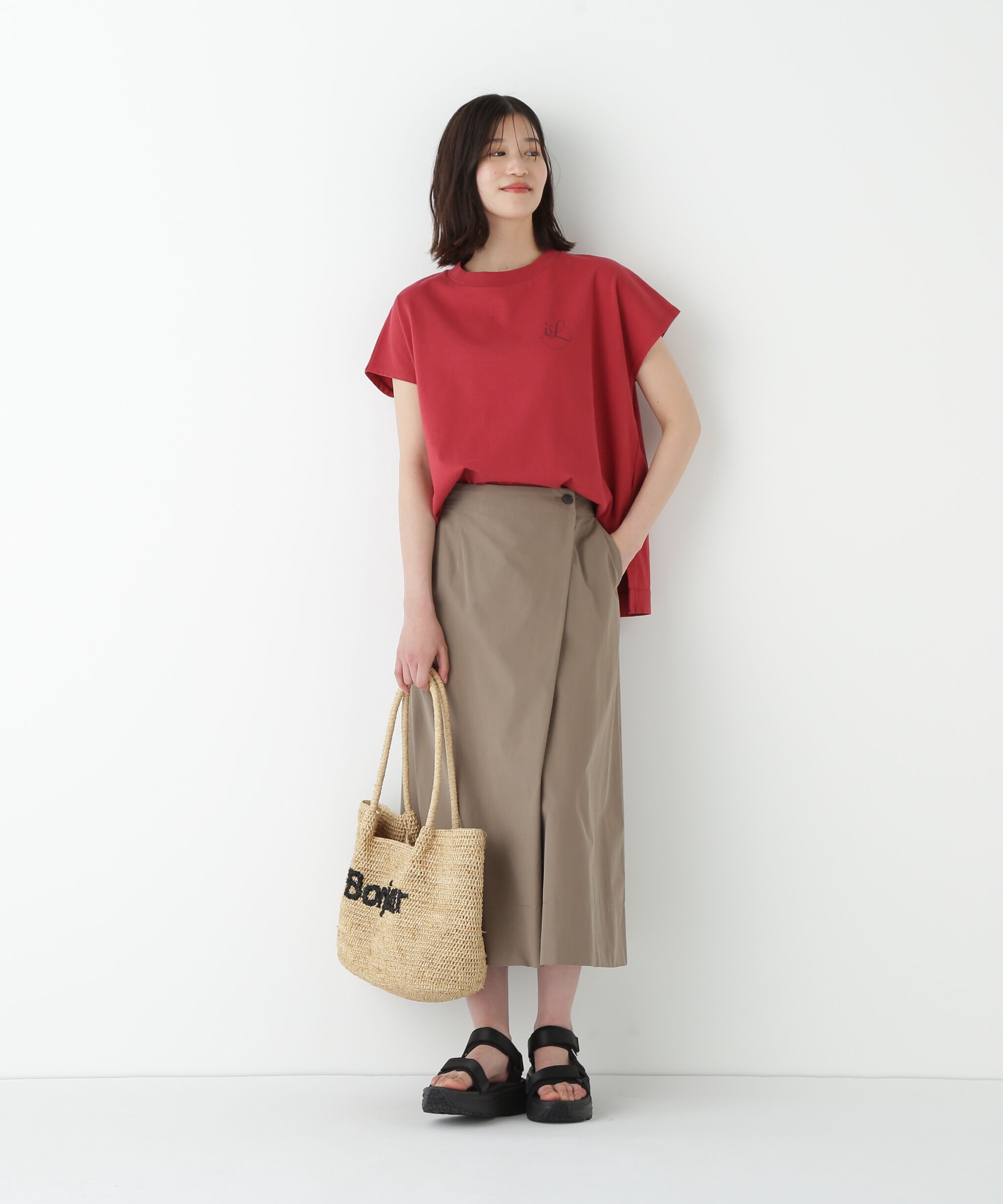  「◆コットンキュプラウェザーラップフレアースカート」|スカート|