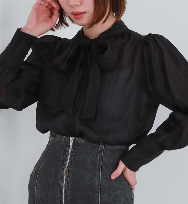 archives「２ｗａｙボウタイボリュームブラウス／」|シャツ・ブラウス|BLACK
