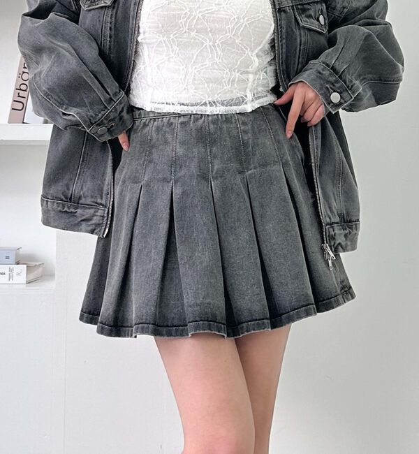 archives「デニムプリーツミニスカート」|スカート|GRAY