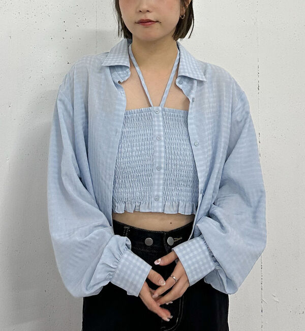 archives「チェックシャーリングビスチェ&times;シャツＳＥＴ」|カーディガン|