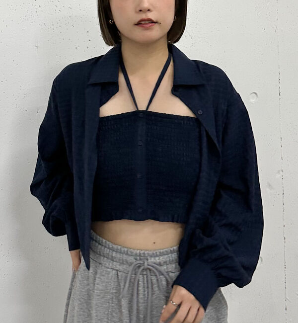 archives「チェックシャーリングビスチェ&times;シャツＳＥＴ」|カーディガン|