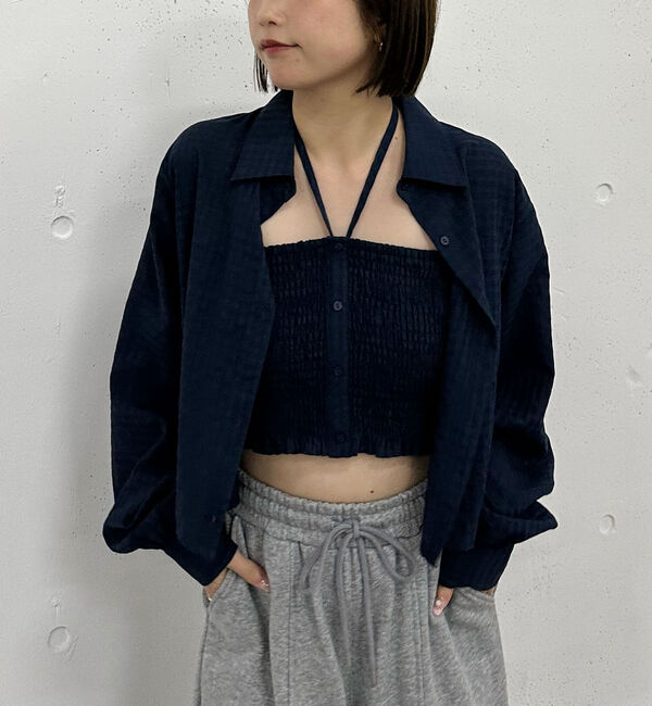 archives「チェックシャーリングビスチェ&times;シャツＳＥＴ」|カーディガン|