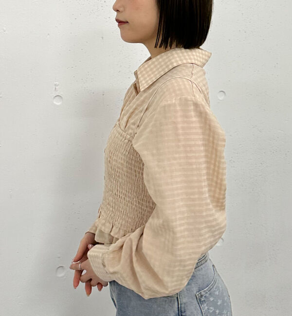 archives「チェックシャーリングビスチェ&times;シャツＳＥＴ」|カーディガン|