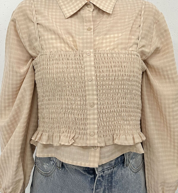 archives「チェックシャーリングビスチェ&times;シャツＳＥＴ」|カーディガン|