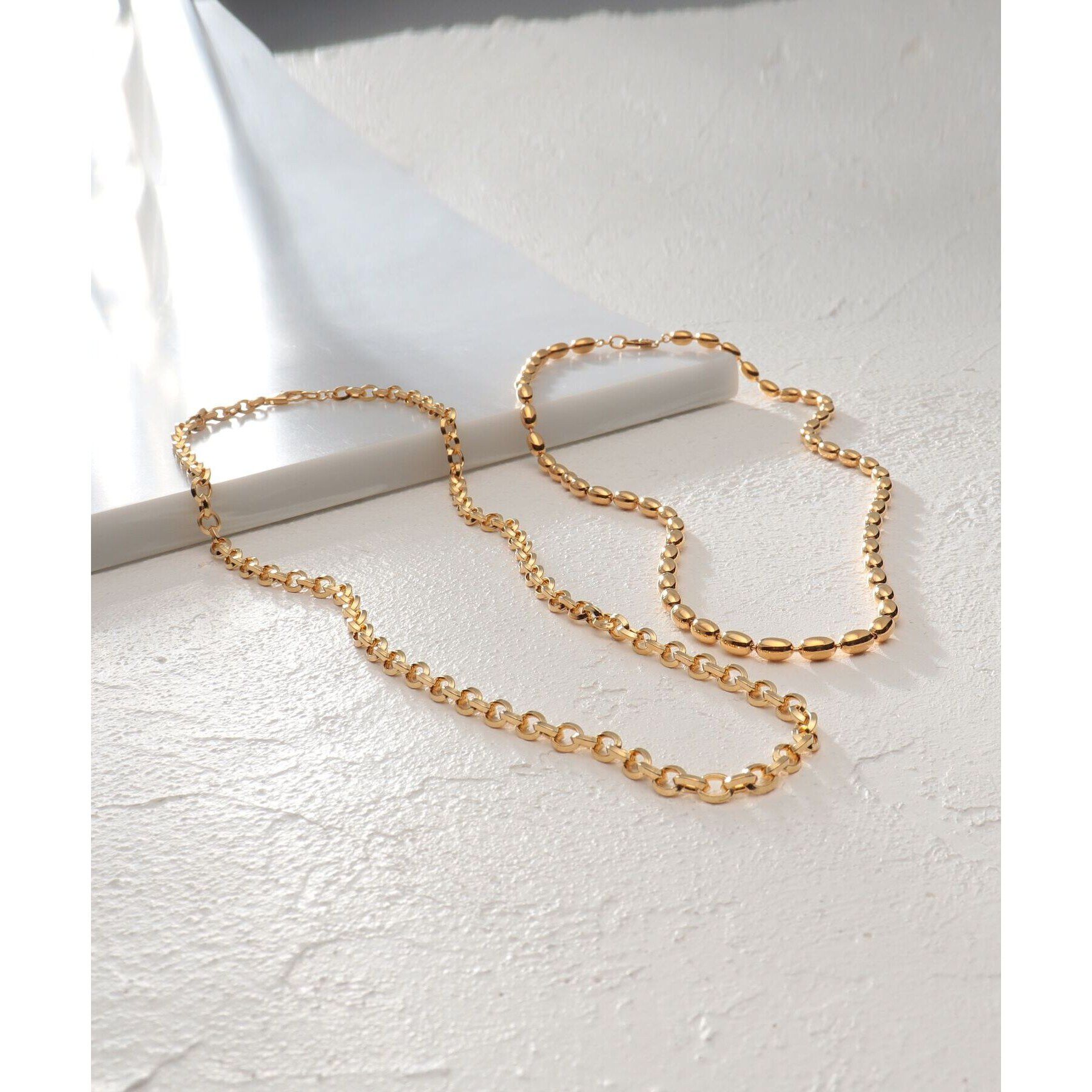 COCOSHNIK ONKITSCH「シルバー デザインチェーン オーバルボールL ネックレス GP」|ネックレス|