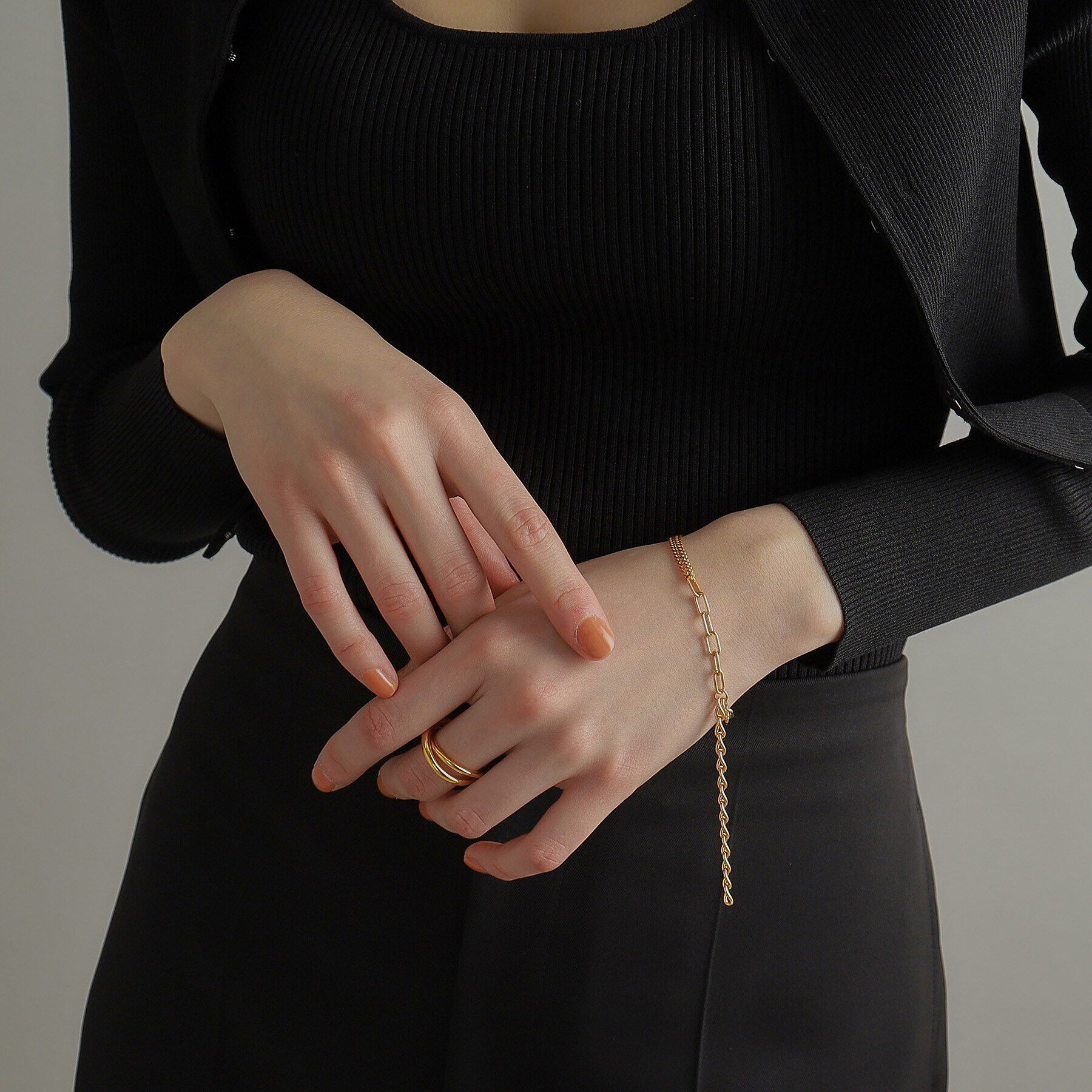 COCOSHNIK ONKITSCH「シルバー ハンギングマルチチェーン ブレスレット GP」|ブレスレット・バングル|