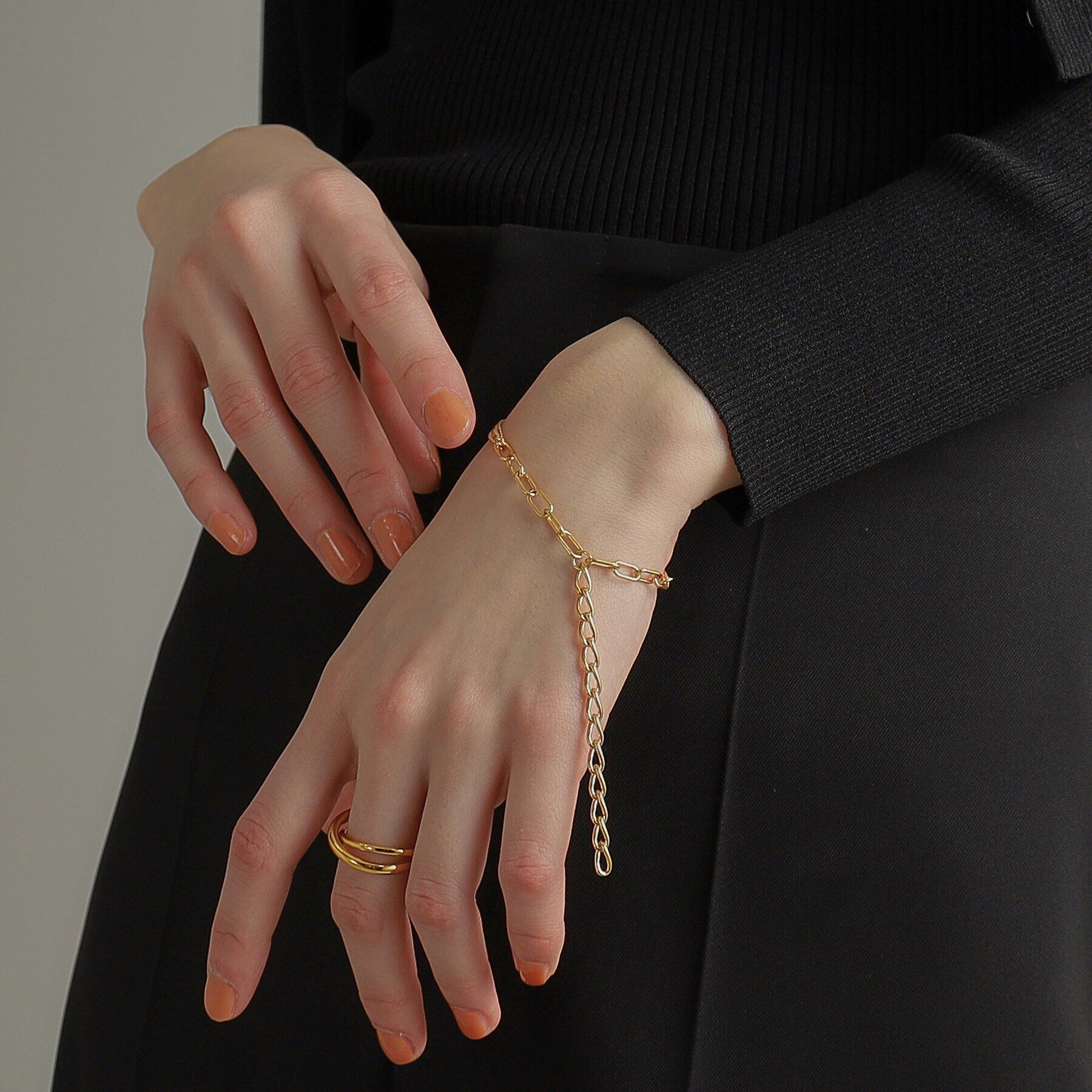 COCOSHNIK ONKITSCH「シルバー ハンギングマルチチェーン ブレスレット GP」|ブレスレット・バングル|