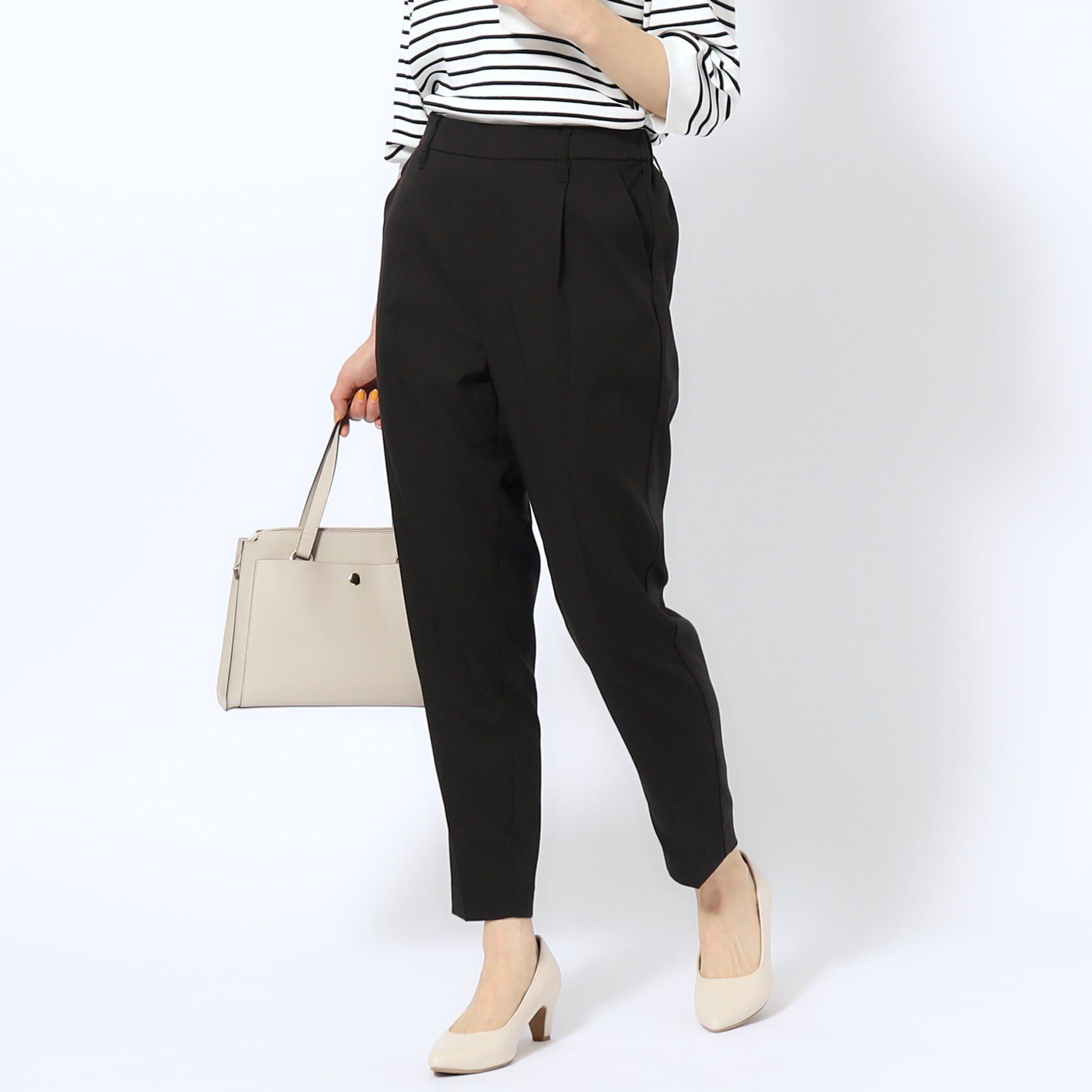 SHOO･LA･RUE「【洗える/SS-3L】すっきりキレイにかっこよく 大人のテーパードパンツ」|その他|ブラック(019)