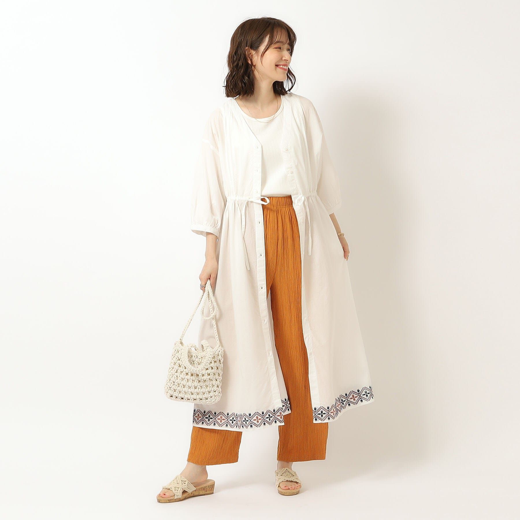 SHOO･LA･RUE「【洗える/インド綿100％】さらりと着こなす 裾刺繍ワンピース」|ワンピース|