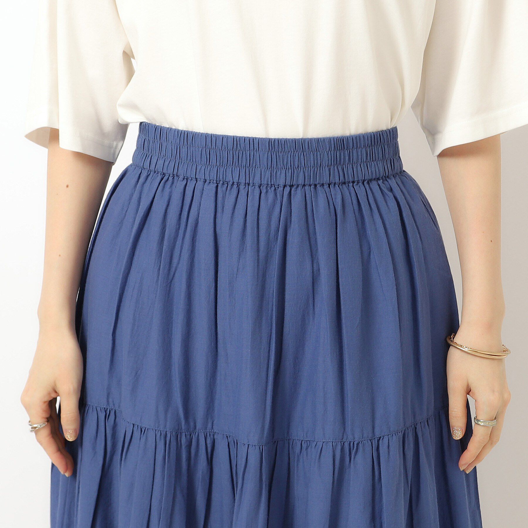 SHOO･LA･RUE「【洗える/インド綿100％】ふわっと揺れる ティアード刺繍スカート」|スカート|