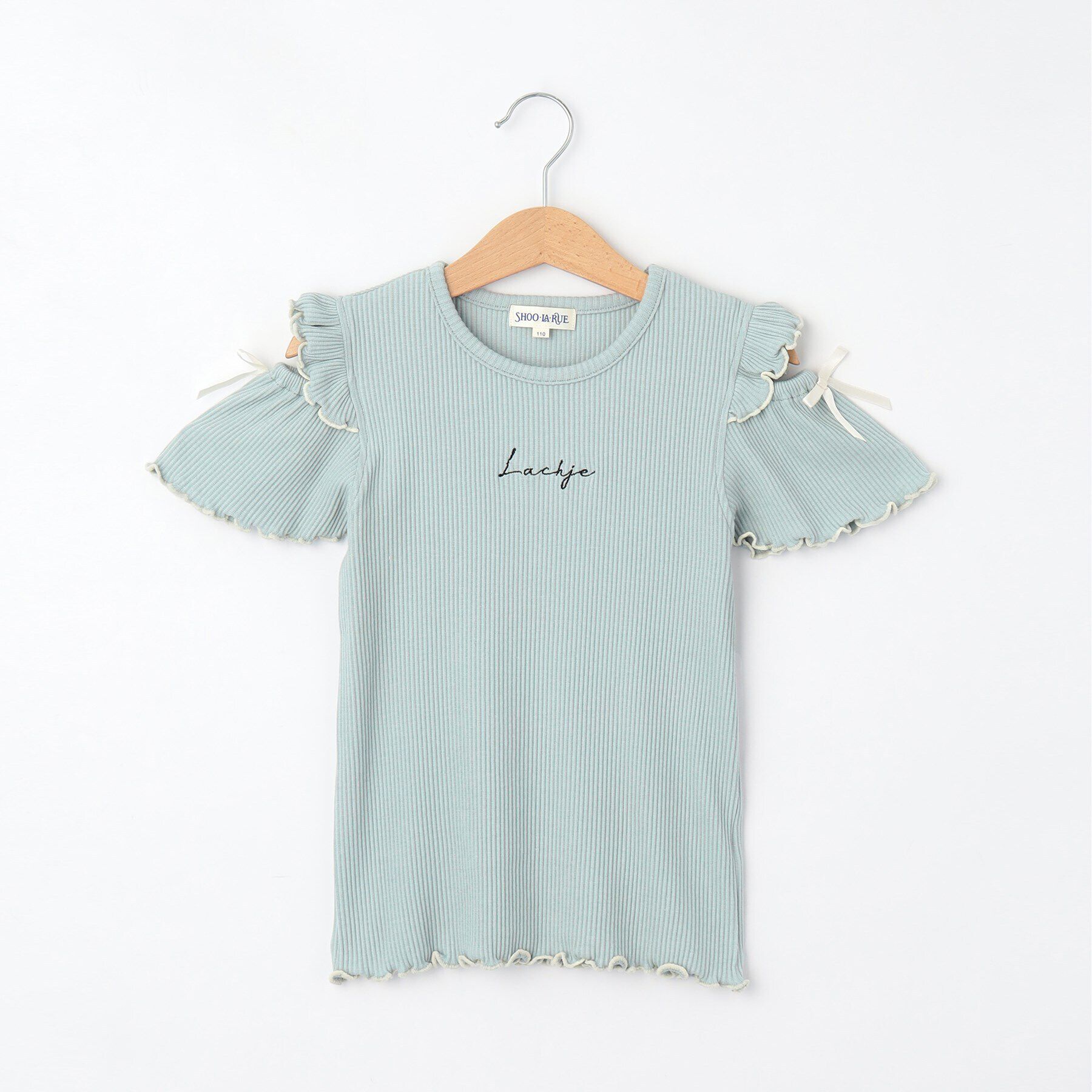 SHOO･LA･RUE「【110-140cm】フリルメロー肩開きプルオーバー」|Tシャツ・カットソー|サックスブルー(09