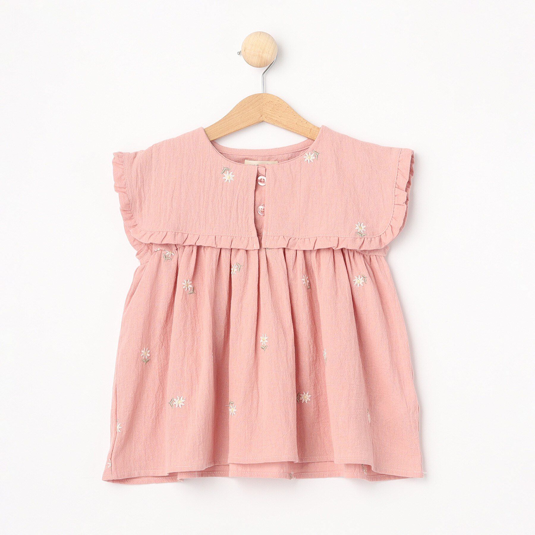 SHOO･LA･RUE「【110-140cm】ビック衿お花刺繍ブラウス」|シャツ・ブラウス|ピンク(071)