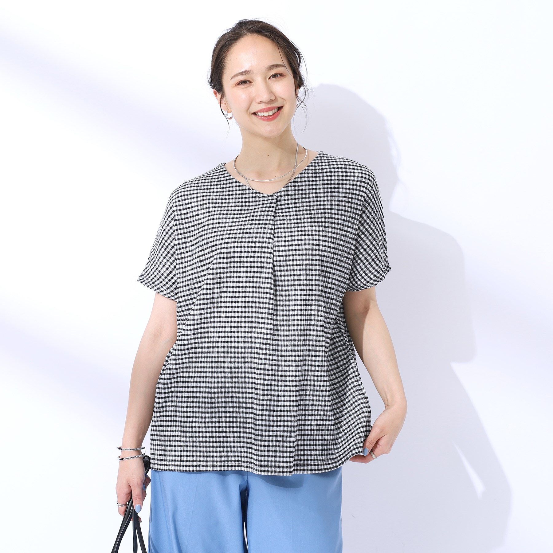 SHOO･LA･RUE「【洗える】甘すぎないギンガムチェック トップス」|Tシャツ・カットソー|