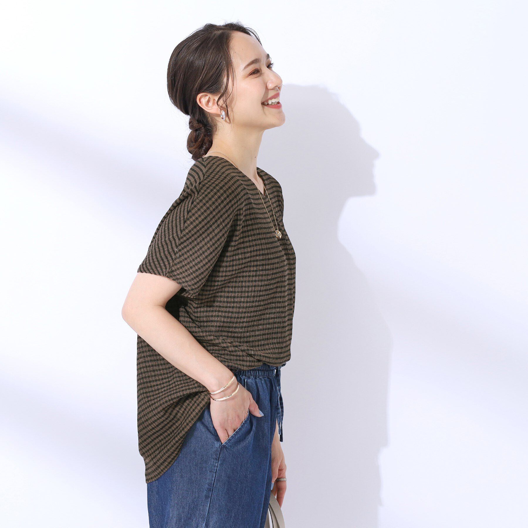 SHOO･LA･RUE「【洗える】甘すぎないギンガムチェック トップス」|Tシャツ・カットソー|