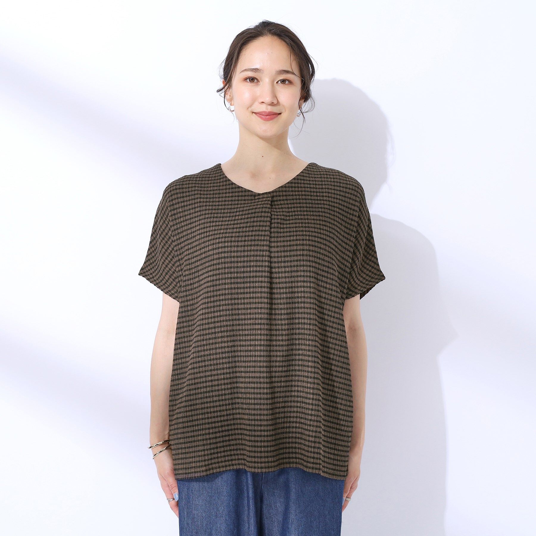 SHOO･LA･RUE「【洗える】甘すぎないギンガムチェック トップス」|Tシャツ・カットソー|