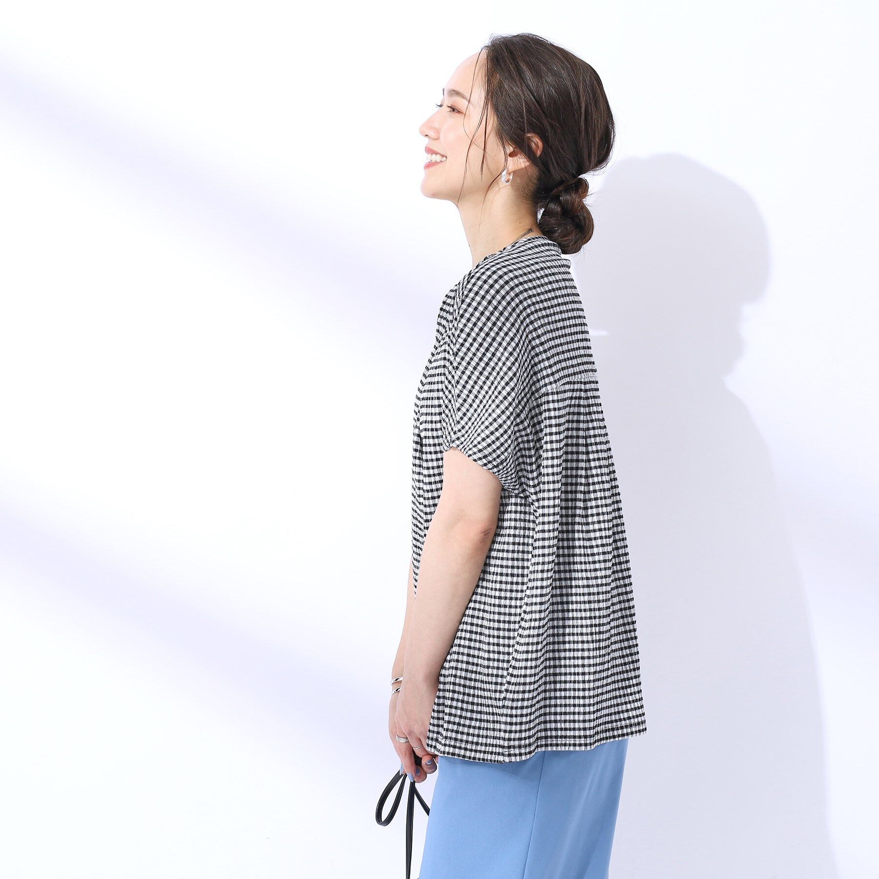 SHOO･LA･RUE「【洗える】甘すぎないギンガムチェック トップス」|Tシャツ・カットソー|