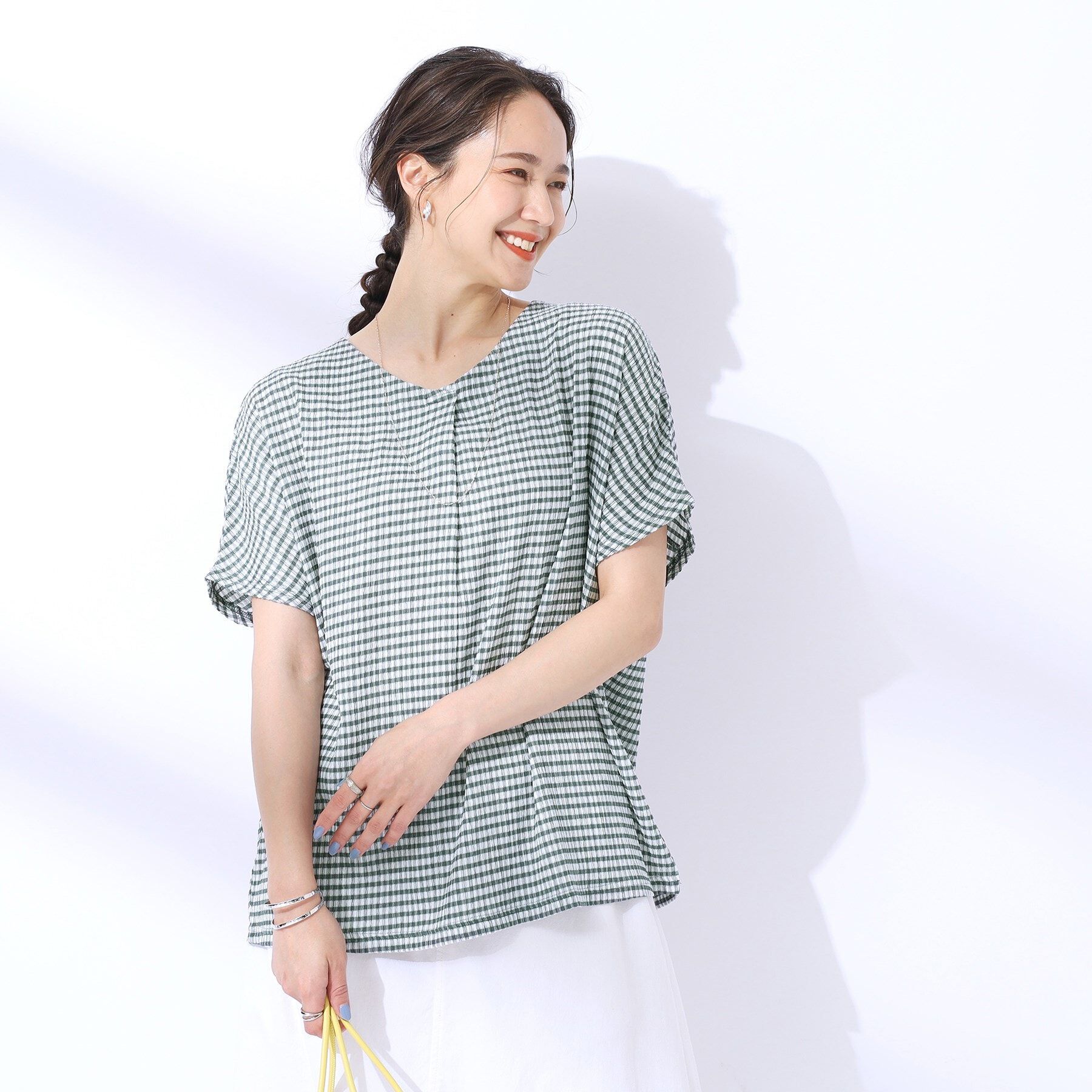 SHOO･LA･RUE「【洗える】甘すぎないギンガムチェック トップス」|Tシャツ・カットソー|