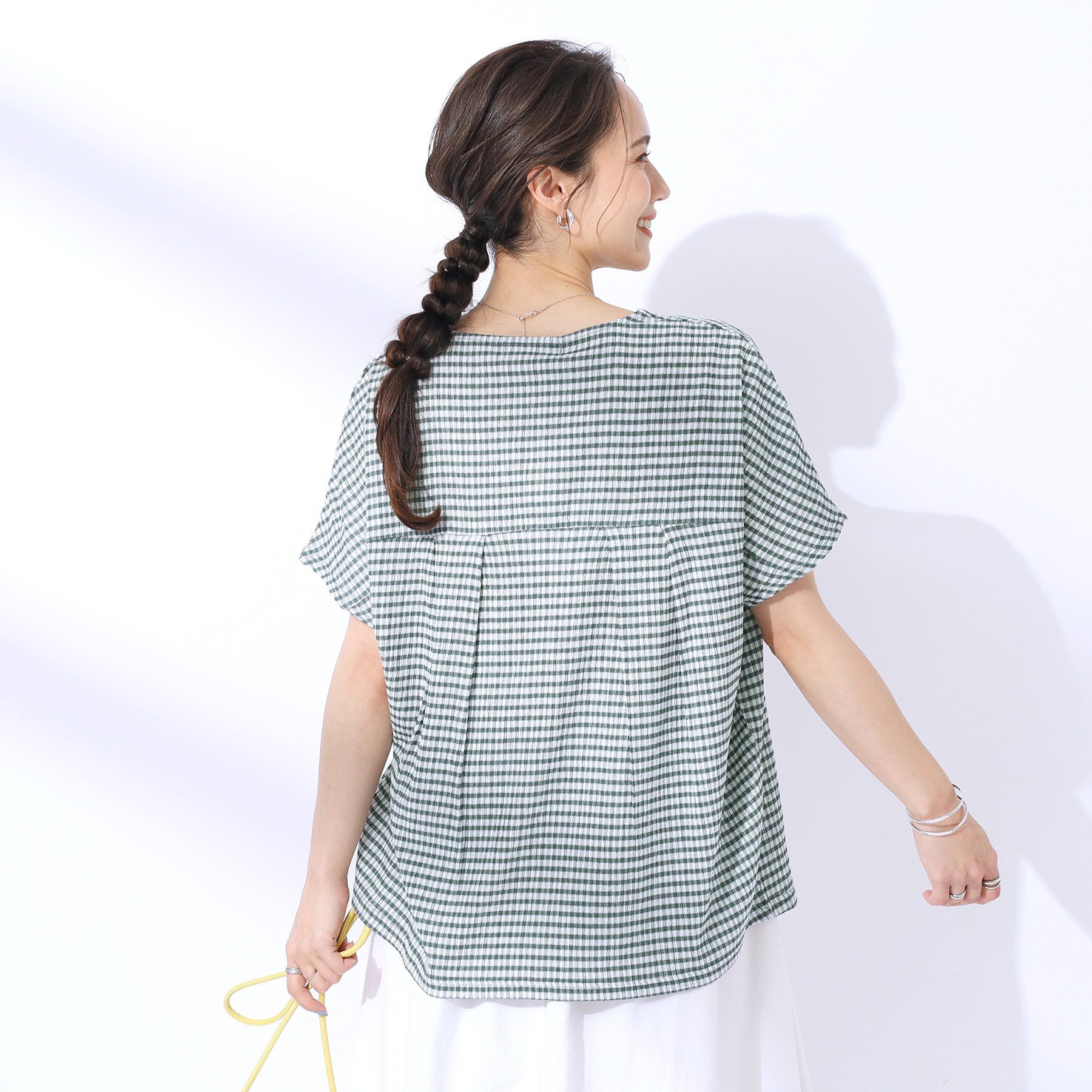 SHOO･LA･RUE「【洗える】甘すぎないギンガムチェック トップス」|Tシャツ・カットソー|