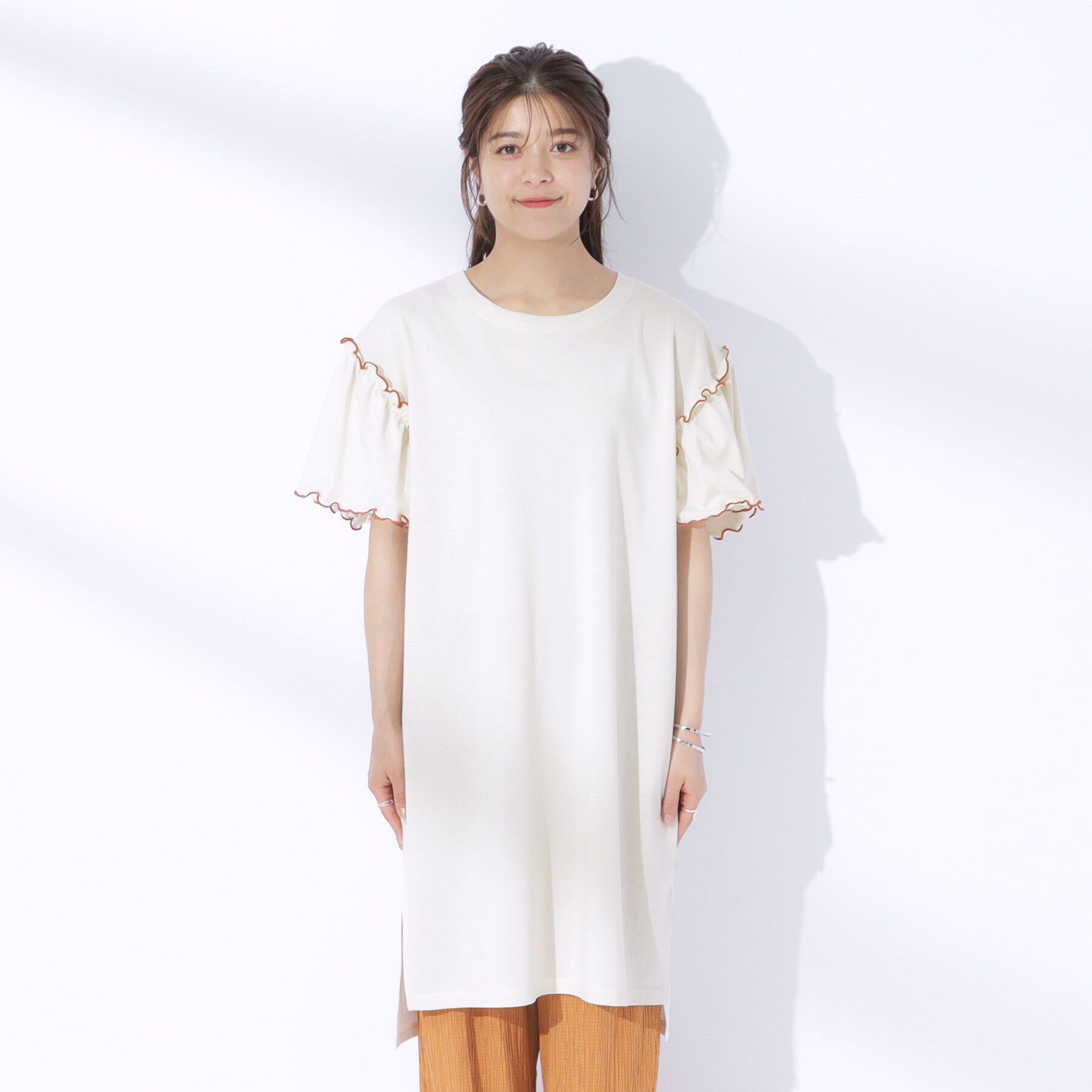 SHOO･LA･RUE「配色メロウがポイント お袖フリルチュニックワンピース」|チュニック|