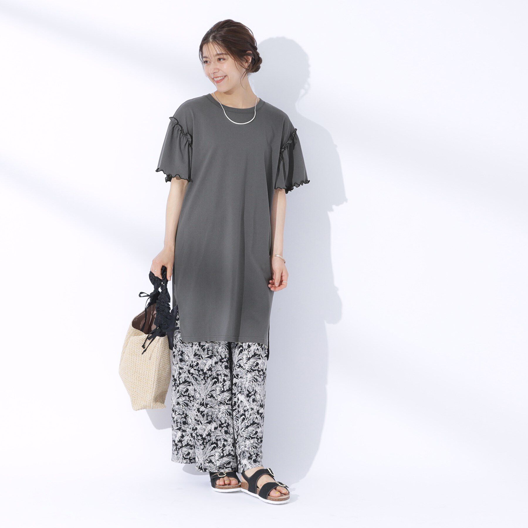 SHOO･LA･RUE「配色メロウがポイント お袖フリルチュニックワンピース」|チュニック|