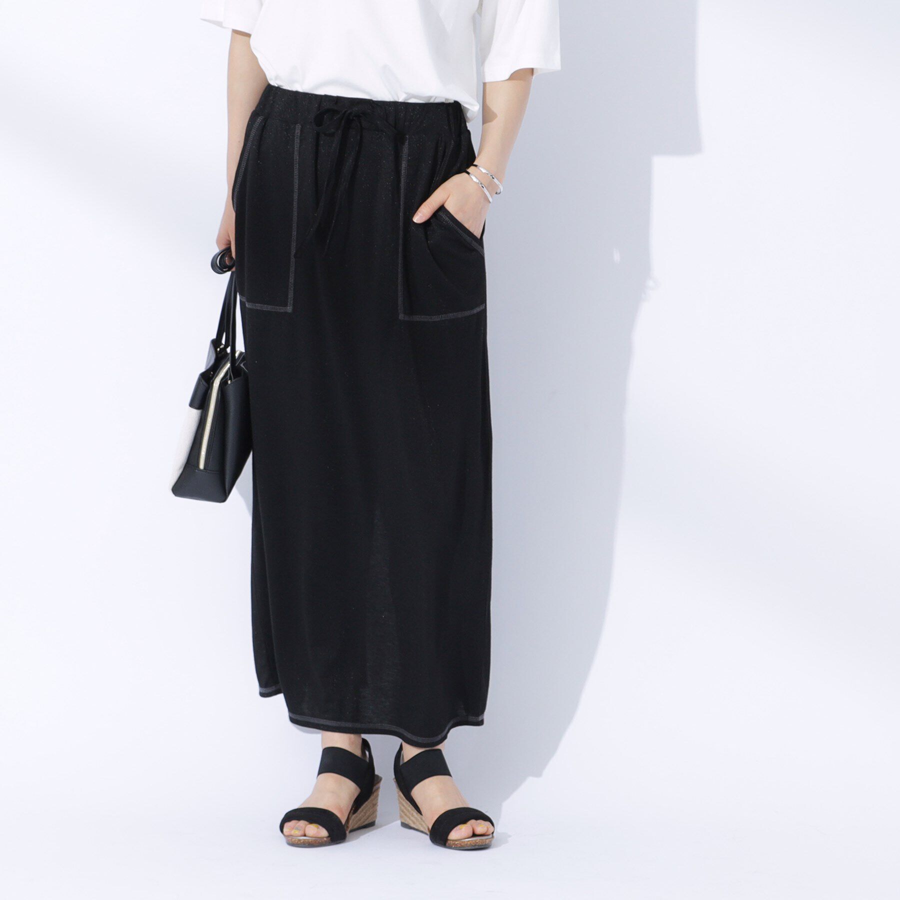 SHOO･LA･RUE「【セットアップ可】きらっとラメが華やか ナロースカート」|スカート|