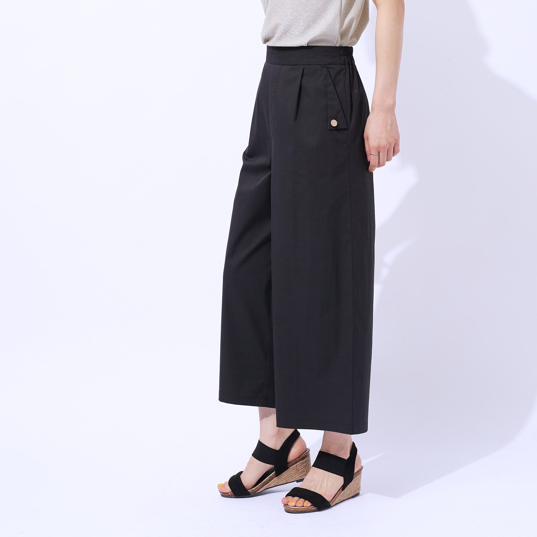 SHOO･LA･RUE「【UV/8分丈】低身長さんにも 金ボタンがアクセント フラップポケットパンツ」|その他|