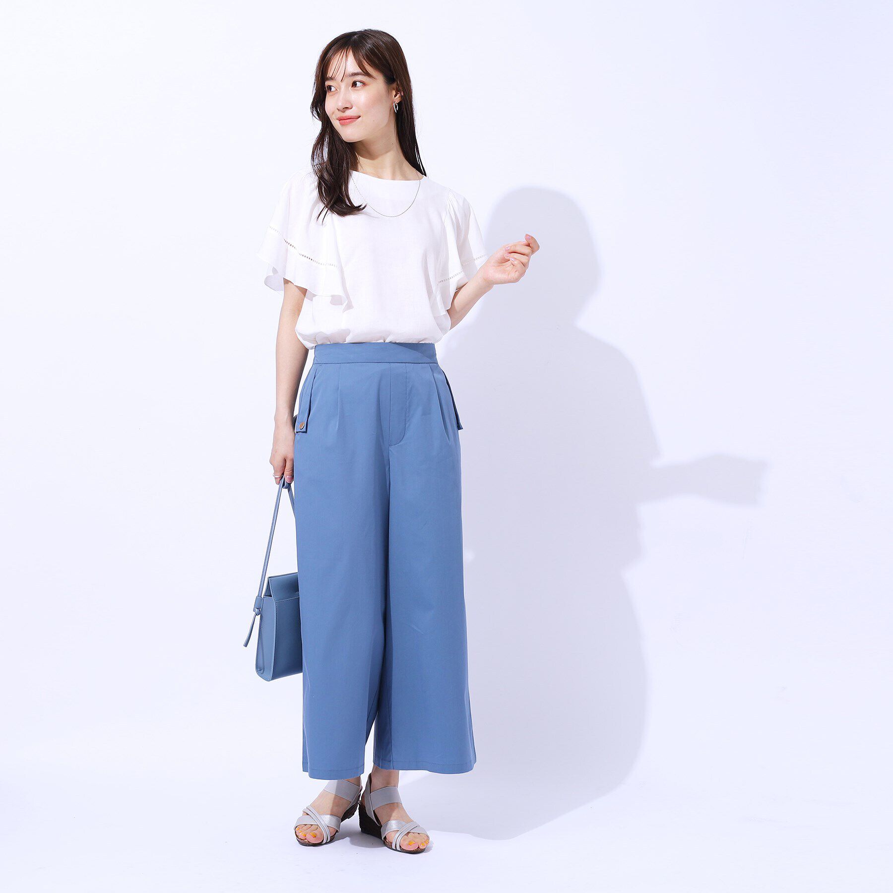 SHOO･LA･RUE「【UV/8分丈】低身長さんにも 金ボタンがアクセント フラップポケットパンツ」|その他|