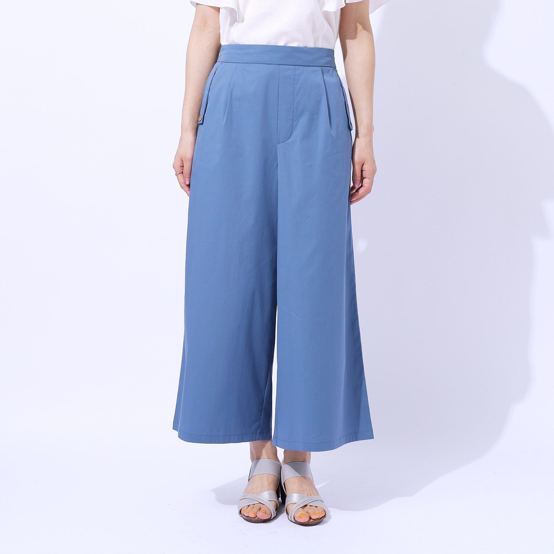 SHOO･LA･RUE「【UV/8分丈】低身長さんにも 金ボタンがアクセント フラップポケットパンツ」|その他|