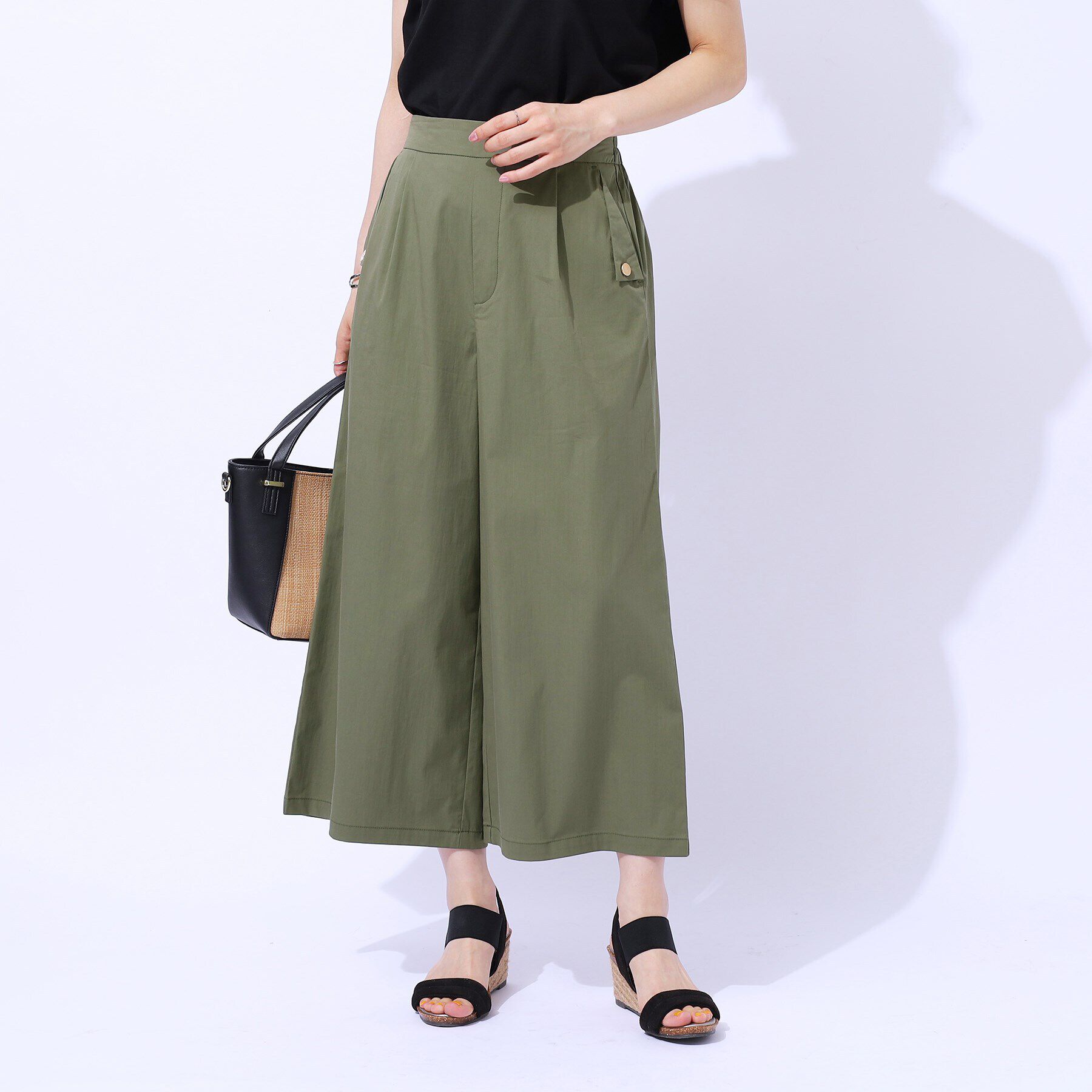 SHOO･LA･RUE「【UV/8分丈】低身長さんにも 金ボタンがアクセント フラップポケットパンツ」|その他|