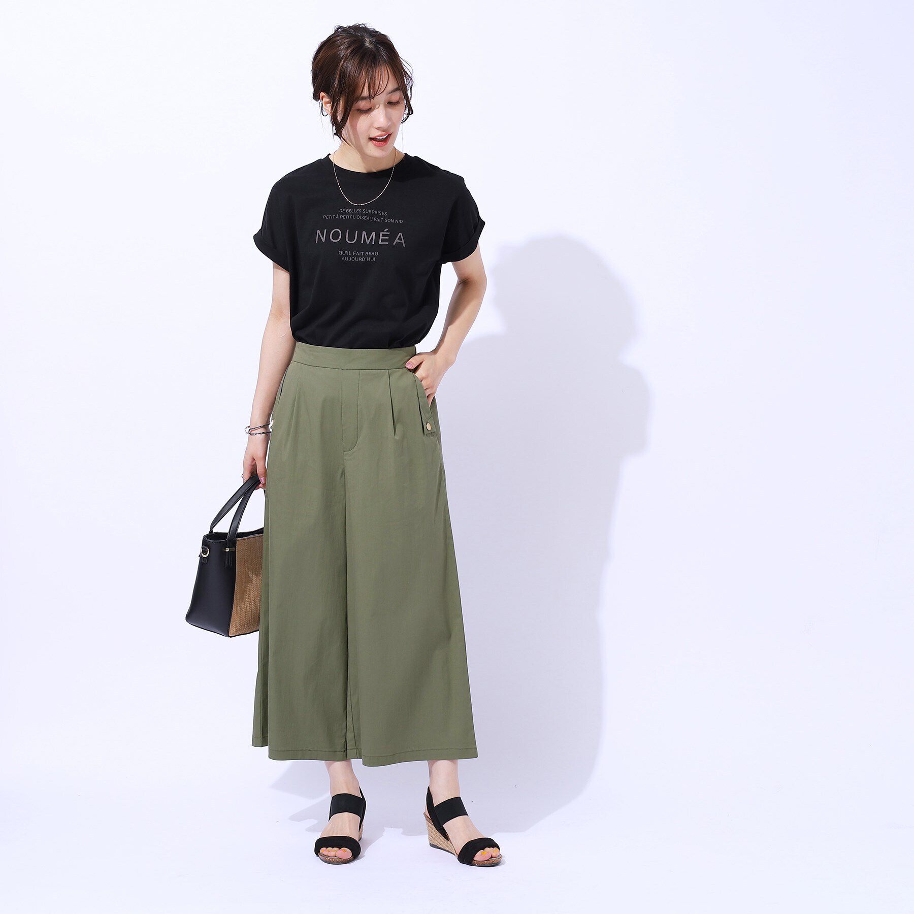 SHOO･LA･RUE「【UV/8分丈】低身長さんにも 金ボタンがアクセント フラップポケットパンツ」|その他|