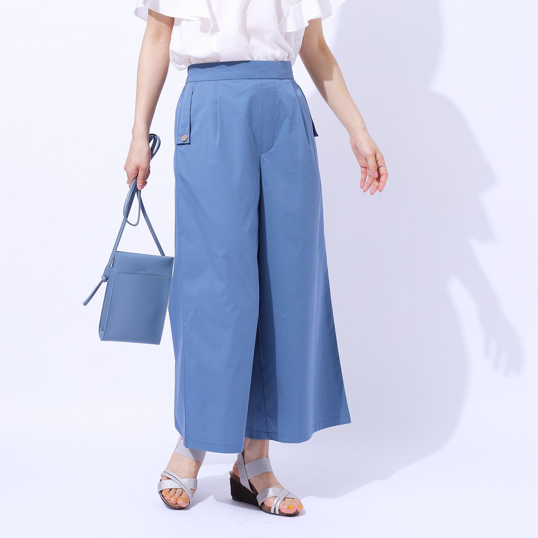 SHOO･LA･RUE「【UV/8分丈】低身長さんにも 金ボタンがアクセント フラップポケットパンツ」|その他|