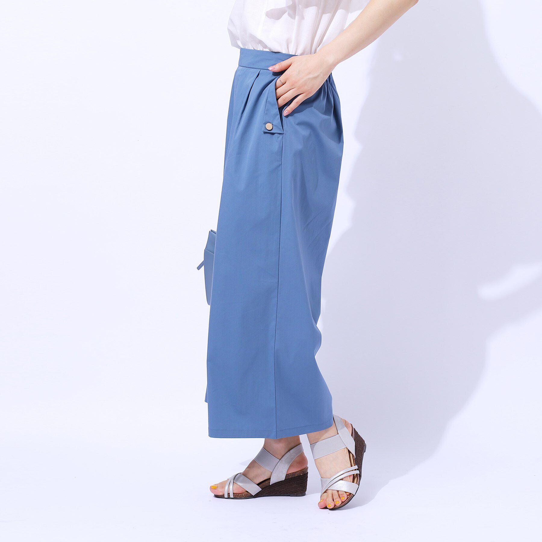 SHOO･LA･RUE「【UV/8分丈】低身長さんにも 金ボタンがアクセント フラップポケットパンツ」|その他|