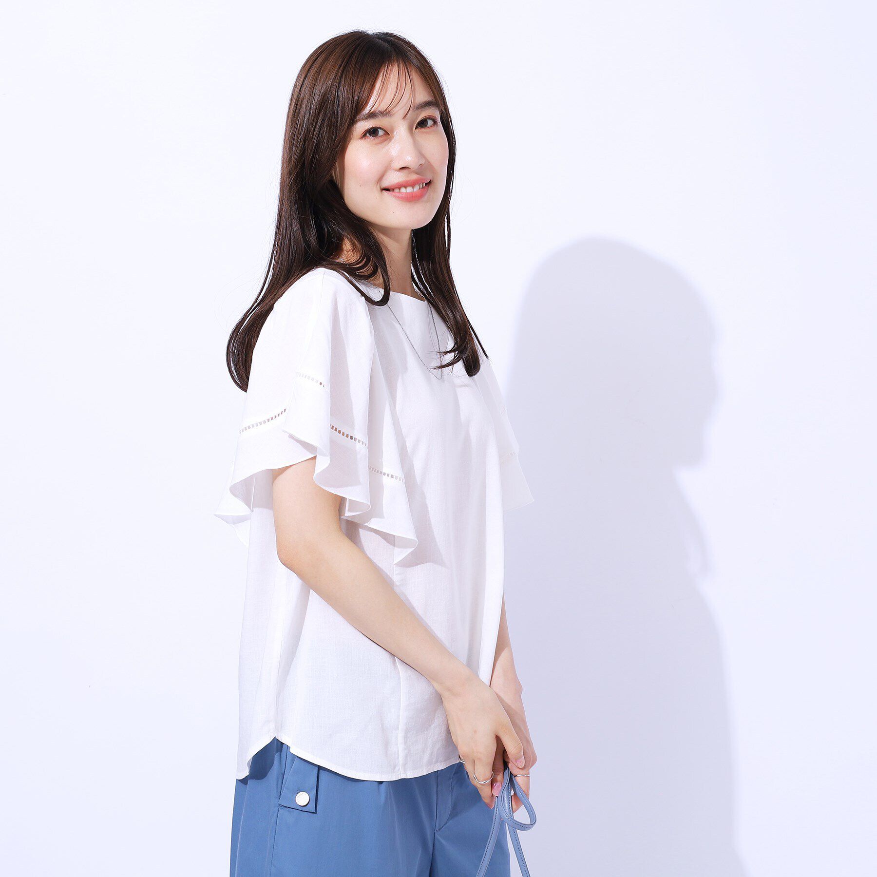 SHOO･LA･RUE「【無理せずキレイ】はしごレースお袖フレアーブラウス」|シャツ・ブラウス|