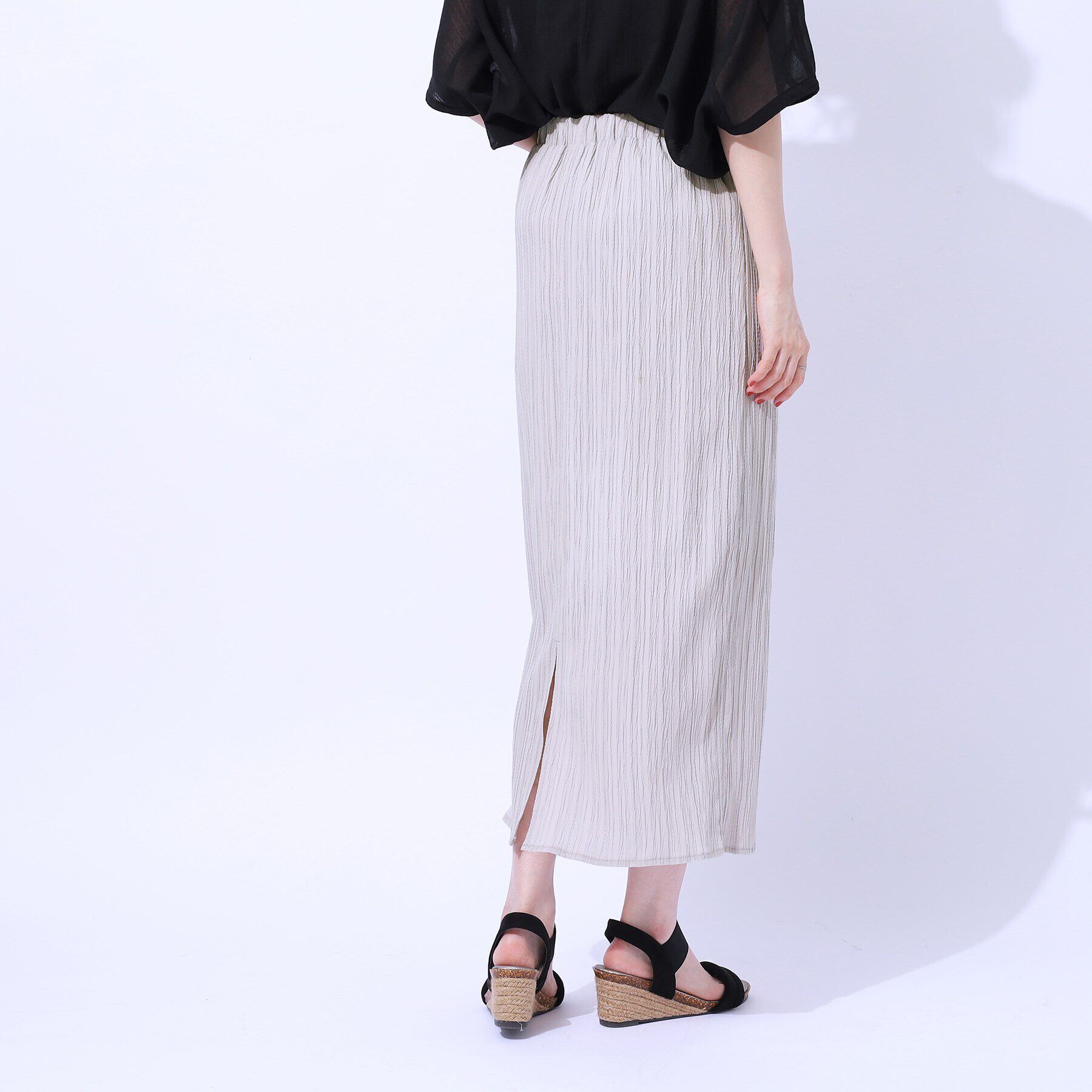 SHOO･LA･RUE「【セットアップ可】すっきりIライン　楊柳イージーナロースカート」|スカート|