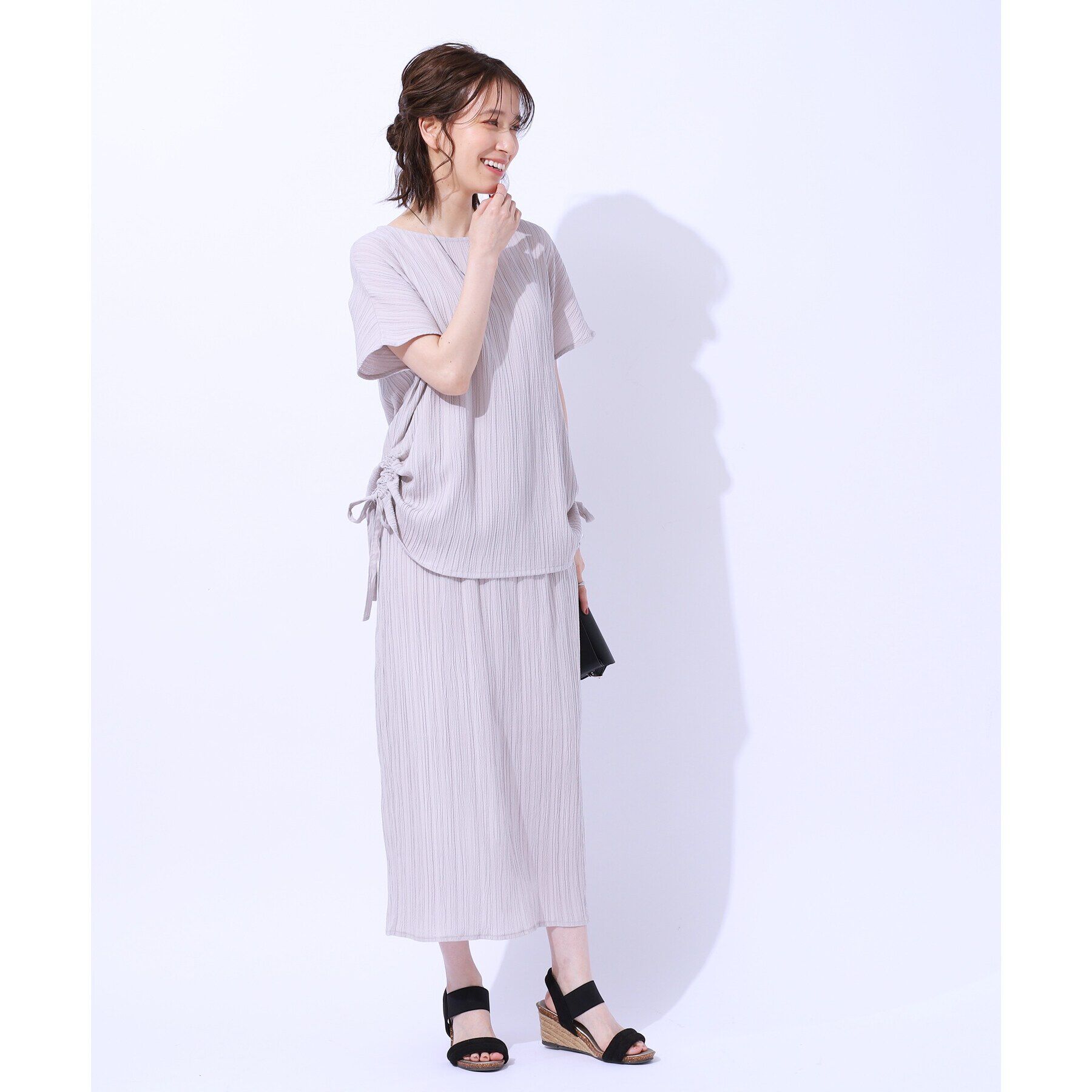 SHOO･LA･RUE「【セットアップ可】すっきりIライン　楊柳イージーナロースカート」|スカート|