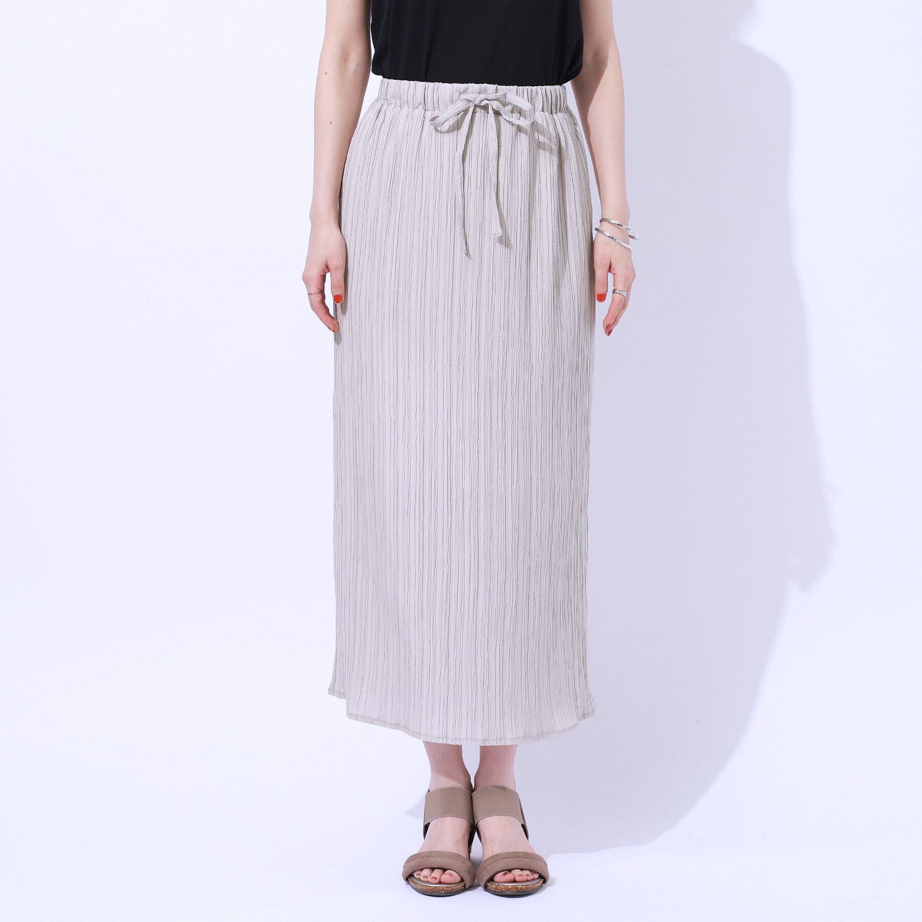 SHOO･LA･RUE「【セットアップ可】すっきりIライン　楊柳イージーナロースカート」|スカート|