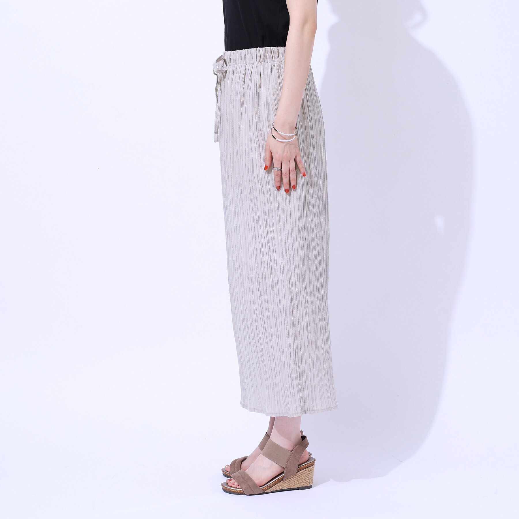 SHOO･LA･RUE「【セットアップ可】すっきりIライン　楊柳イージーナロースカート」|スカート|