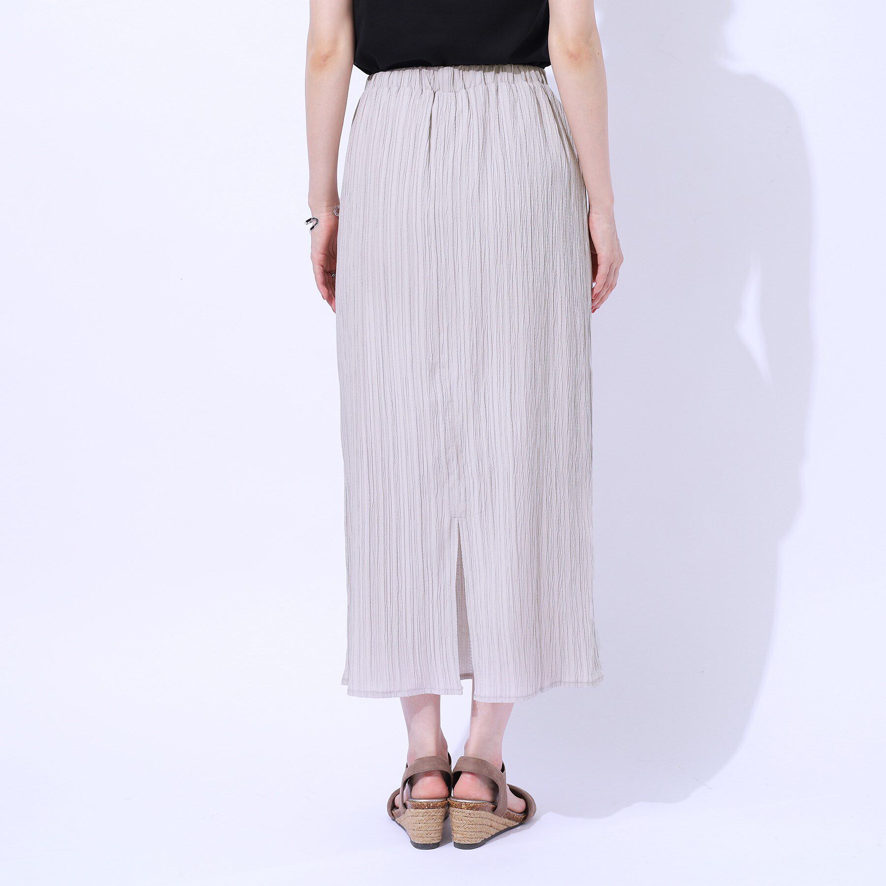 SHOO･LA･RUE「【セットアップ可】すっきりIライン　楊柳イージーナロースカート」|スカート|