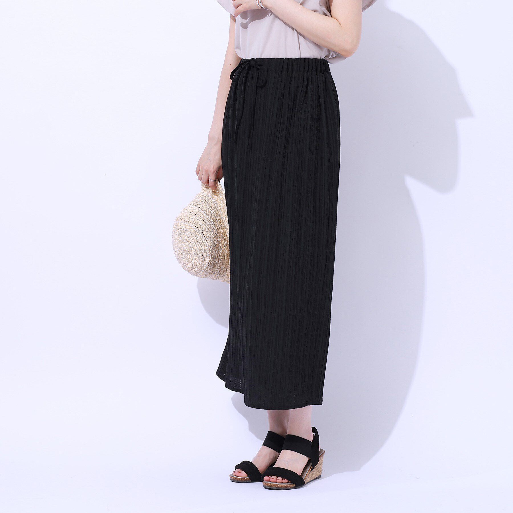 SHOO･LA･RUE「【セットアップ可】すっきりIライン　楊柳イージーナロースカート」|スカート|